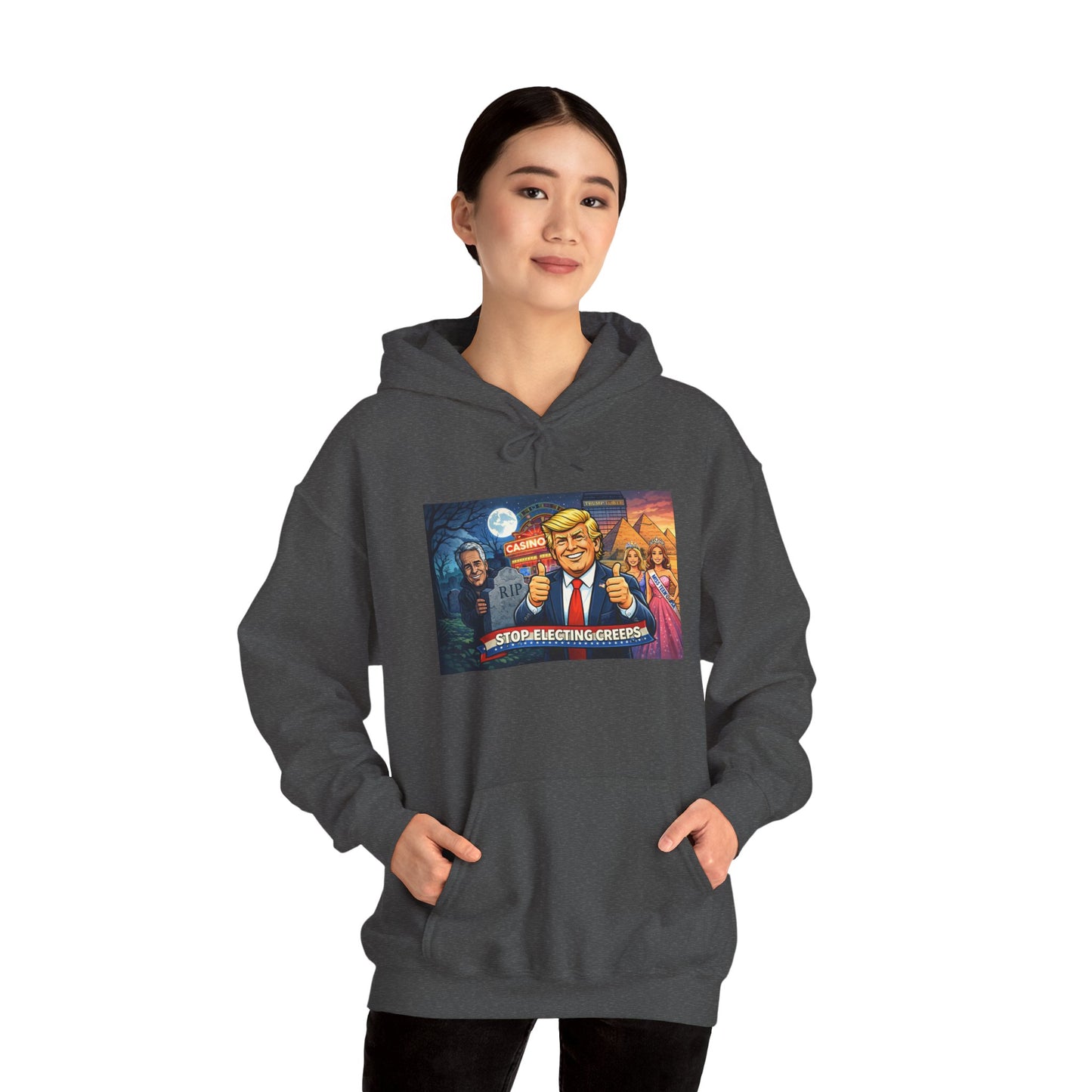 Political Hoodie — 'Make America Grateful' Cartoon Trump & Supporters Graphic Hoodie