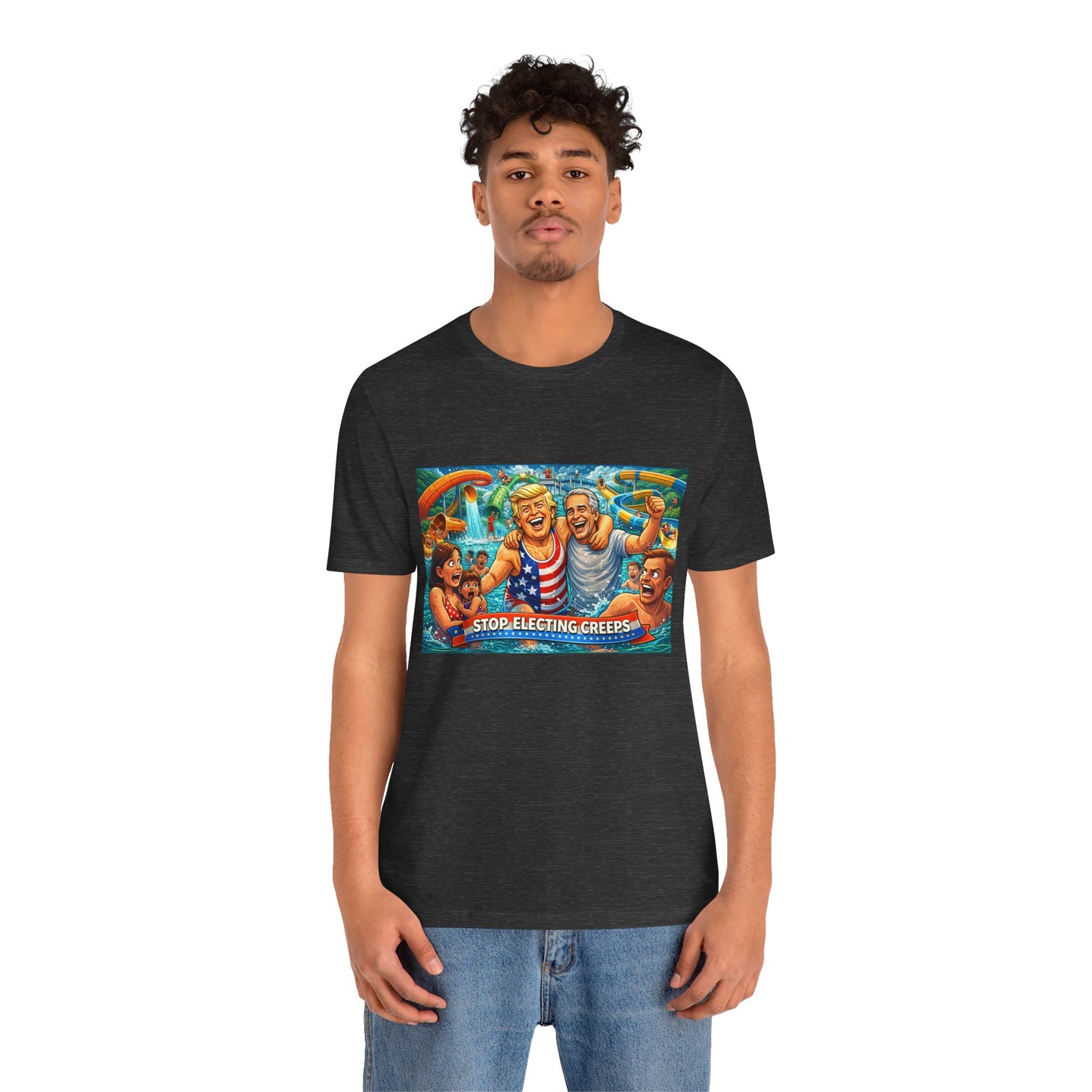 T‑Shirt — "Stop Fleecing Creeps" Beach Party Graphic Tee