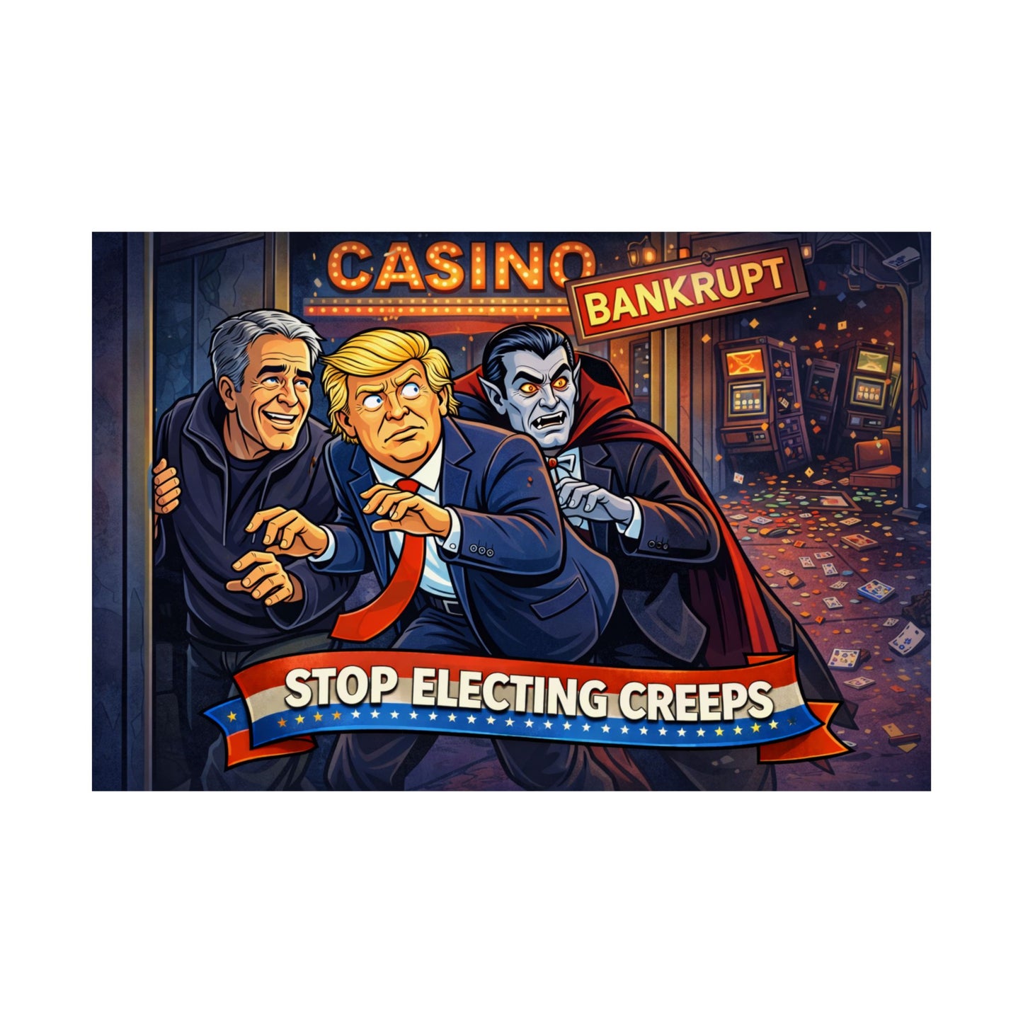 Matte Horizontal Poster — “Stop Electing Creeps” Political Satire Art