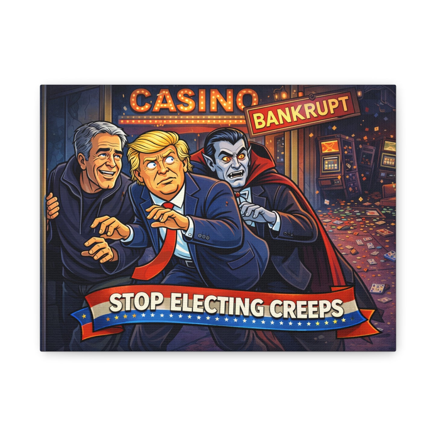 Matte Canvas Wall Art — “Stop Electing Creeps” Political Satire