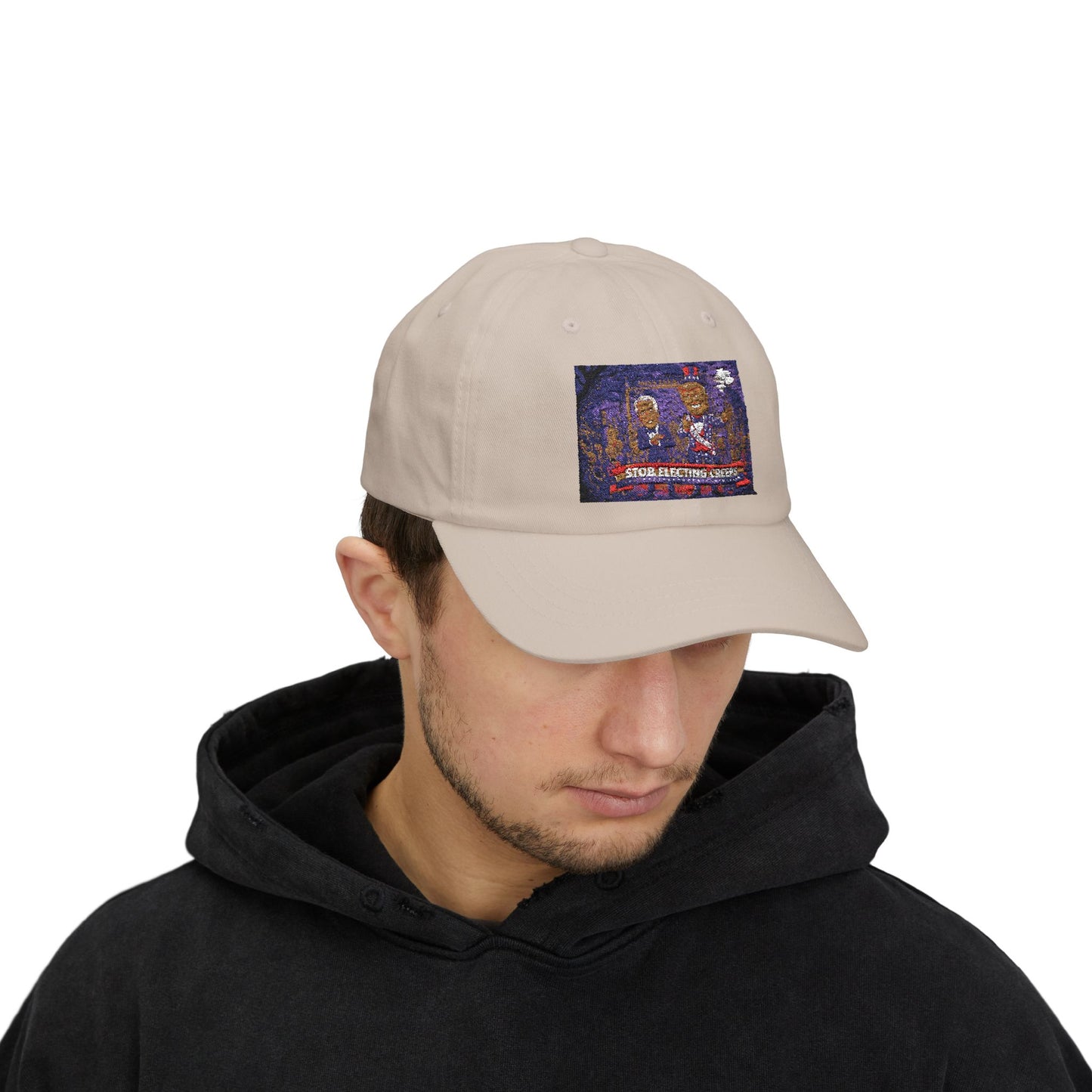 Classic Dad Cap — Retro Cartoon 'Stop Electing Creeps' Embroidered Baseball Hat