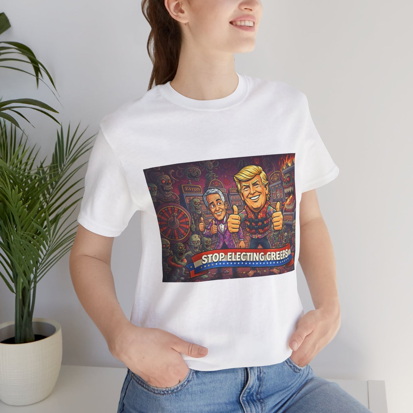 Political Satire Tee — "Stop Electing Creeps" Graphic Shirt