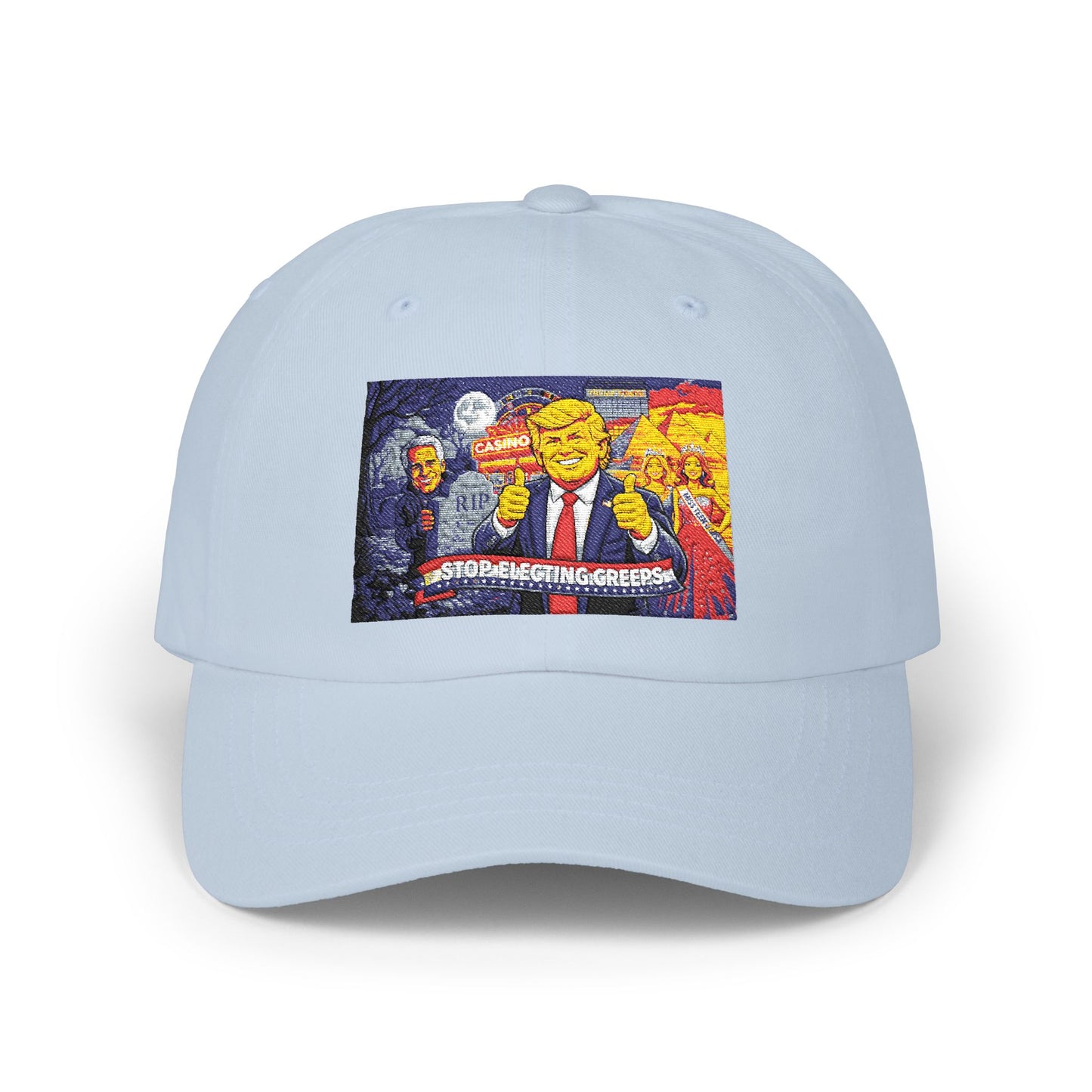 Dad Cap with Pixel Art Political Leader Design
