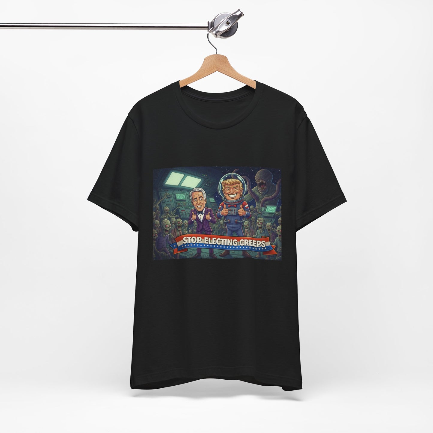 Political Satire Tee — “Stop Electing Creeps” Graphic Shirt