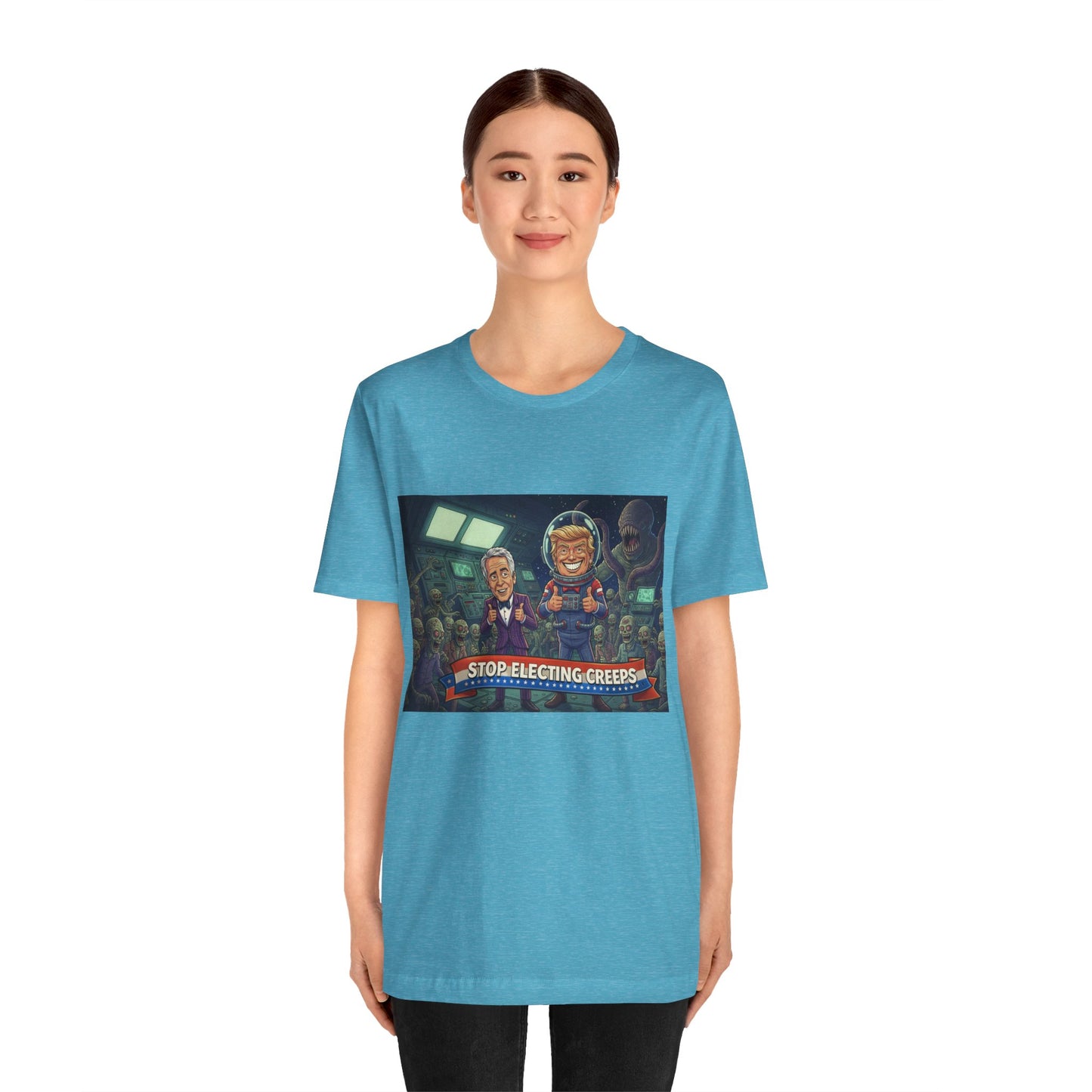 Political Satire Tee — “Stop Electing Creeps” Graphic Shirt
