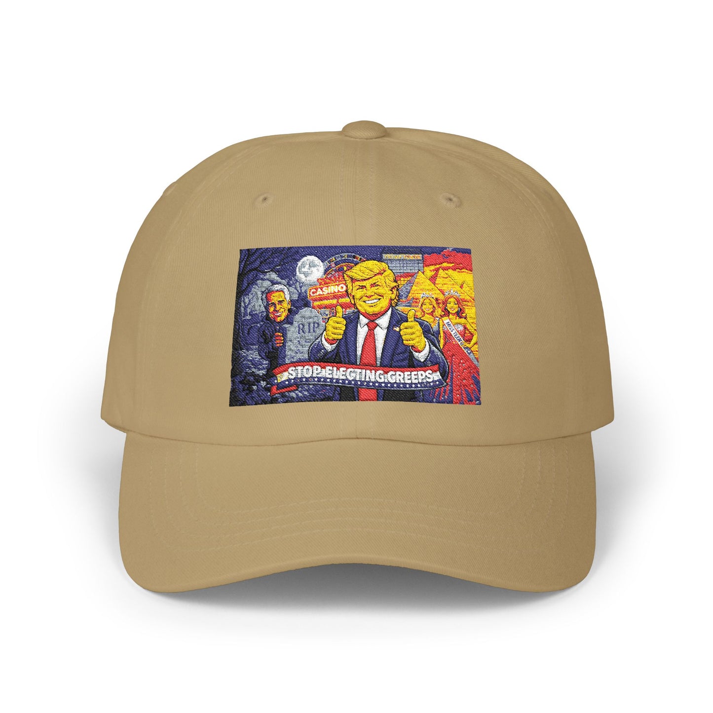 Dad Cap with Pixel Art Political Leader Design