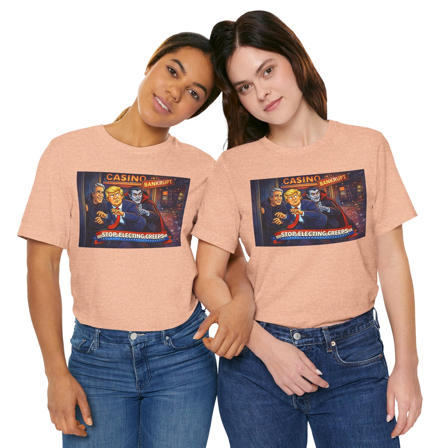 Casino Bankrupt Graphic Tee — "Stop Electing Creeps" Political Satire T‑Shirt