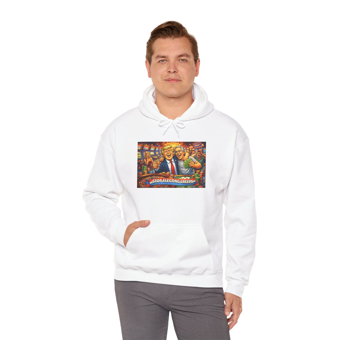 Political Parody Hoodie — 'Stop Blanching Beer' Colorful Satire Design
