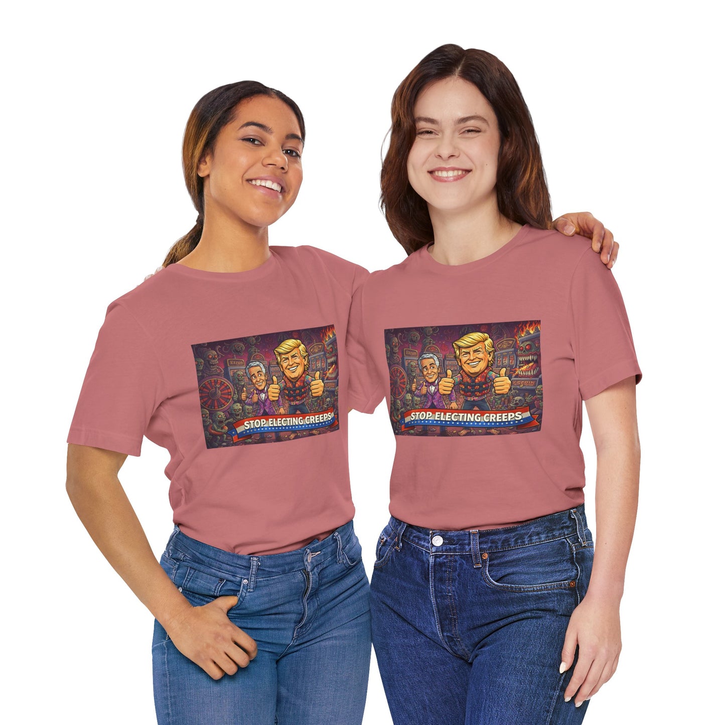 Political Satire Tee — "Stop Electing Creeps" Graphic Shirt