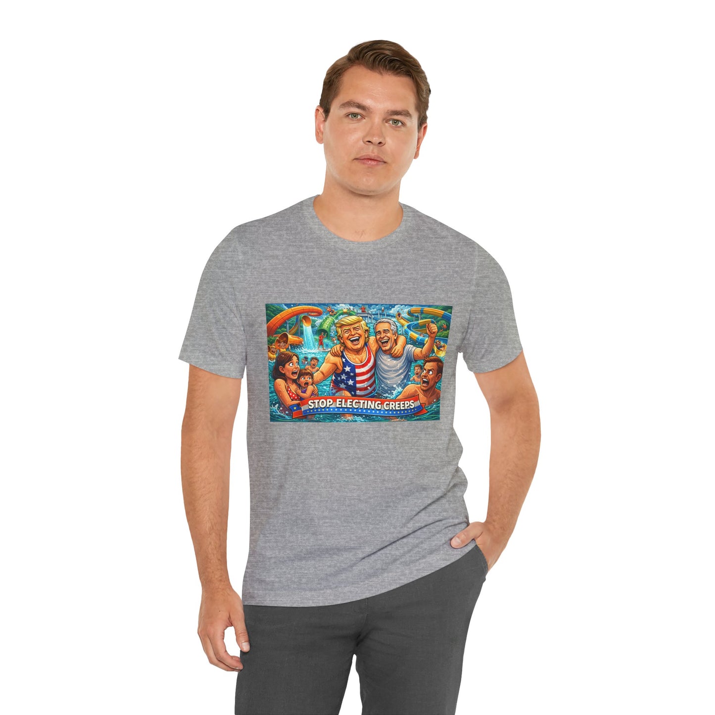 T‑Shirt — "Stop Fleecing Creeps" Beach Party Graphic Tee