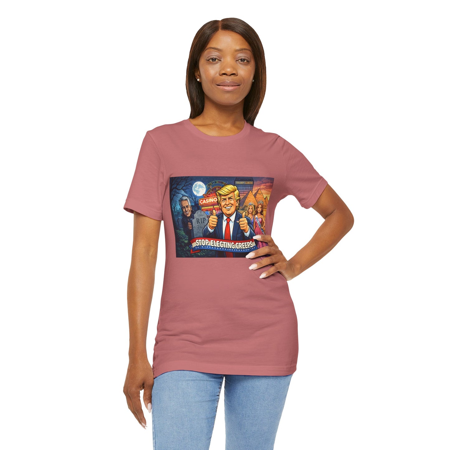 Stop Electing Creeps Tee — Satirical Political Graphic T‑Shirt