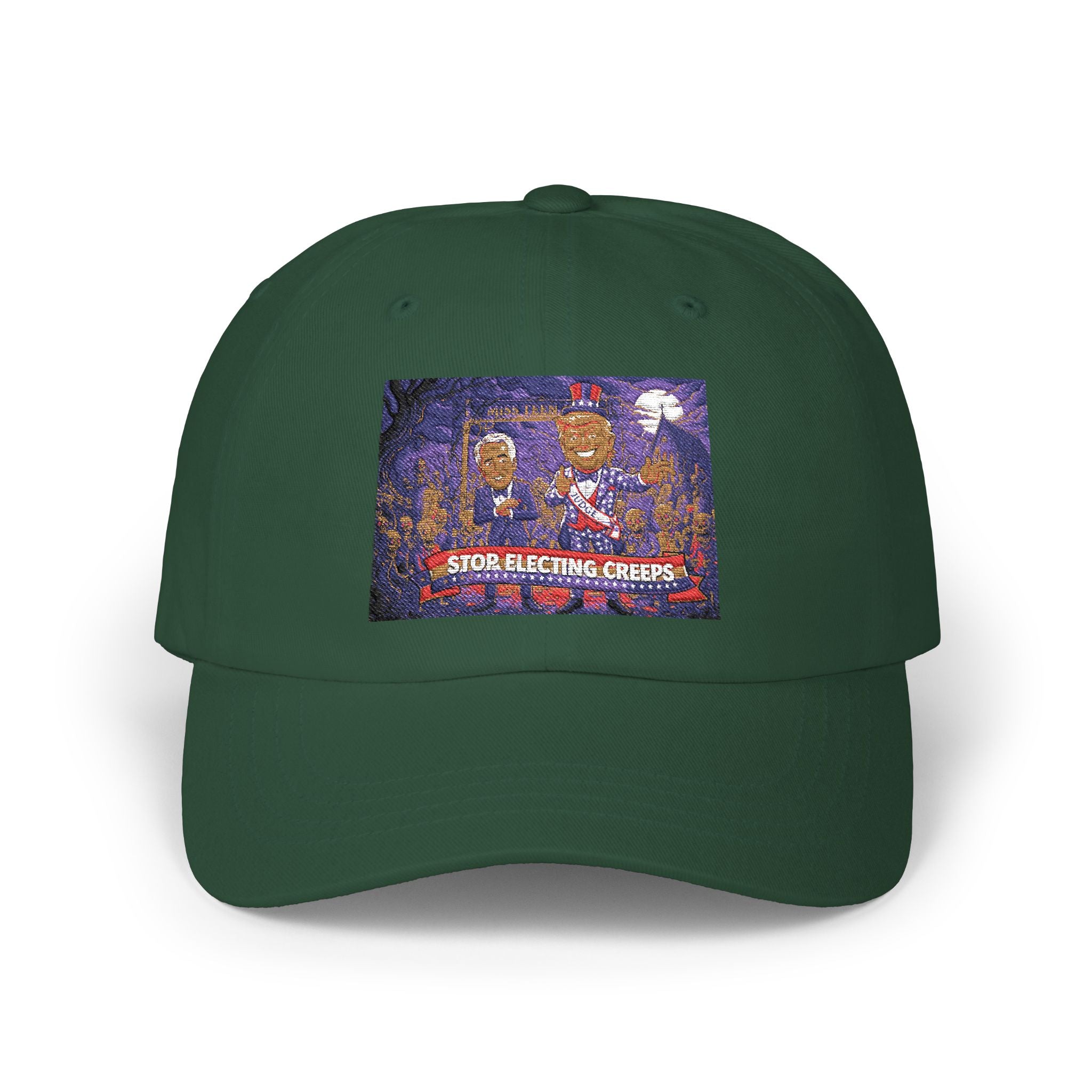 Classic Dad Cap — Retro Cartoon 'Stop Electing Creeps' Embroidered Baseball Hat