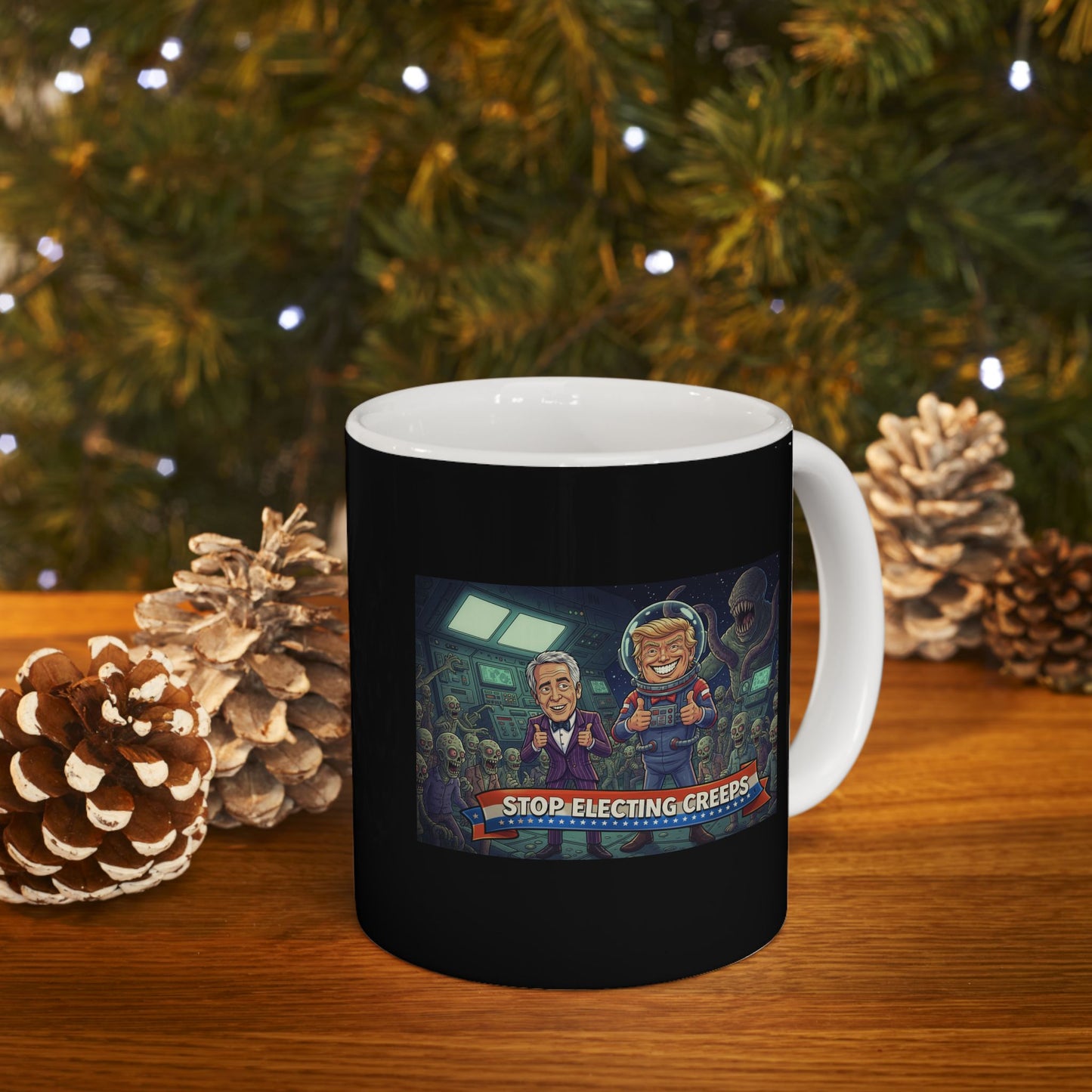 Coffee Mug - Retro Arcade Skeletons Gaming Scene (11oz/15oz)