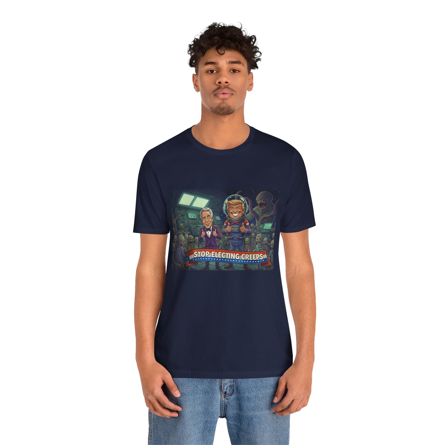 Political Satire Tee — “Stop Electing Creeps” Graphic Shirt