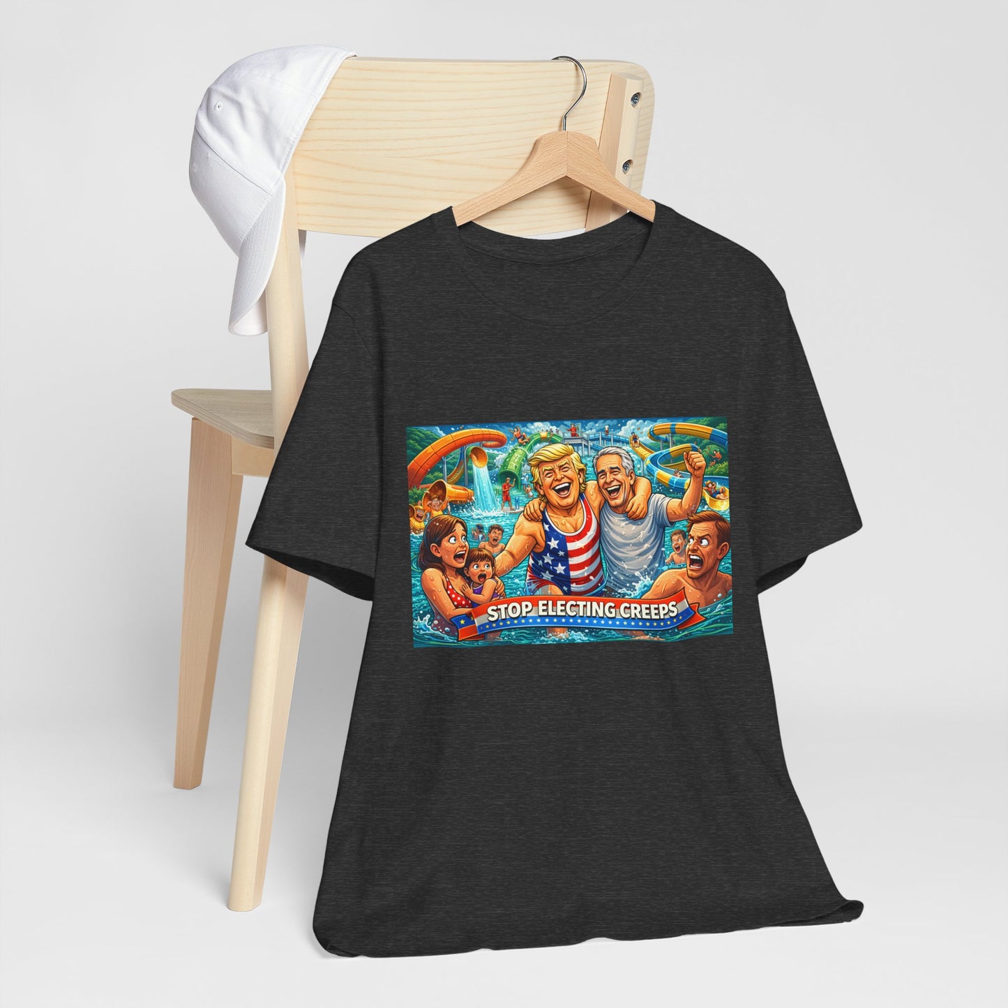 T‑Shirt — "Stop Fleecing Creeps" Beach Party Graphic Tee