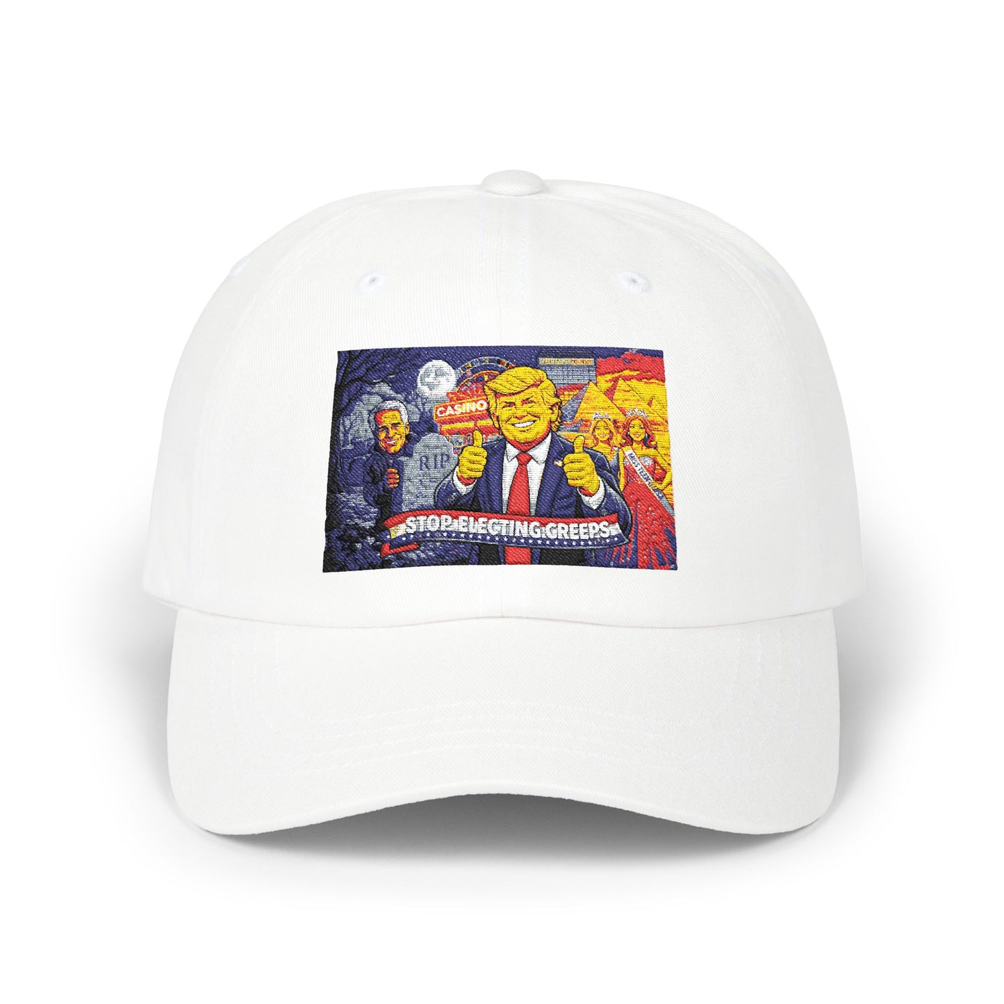 Dad Cap with Pixel Art Political Leader Design