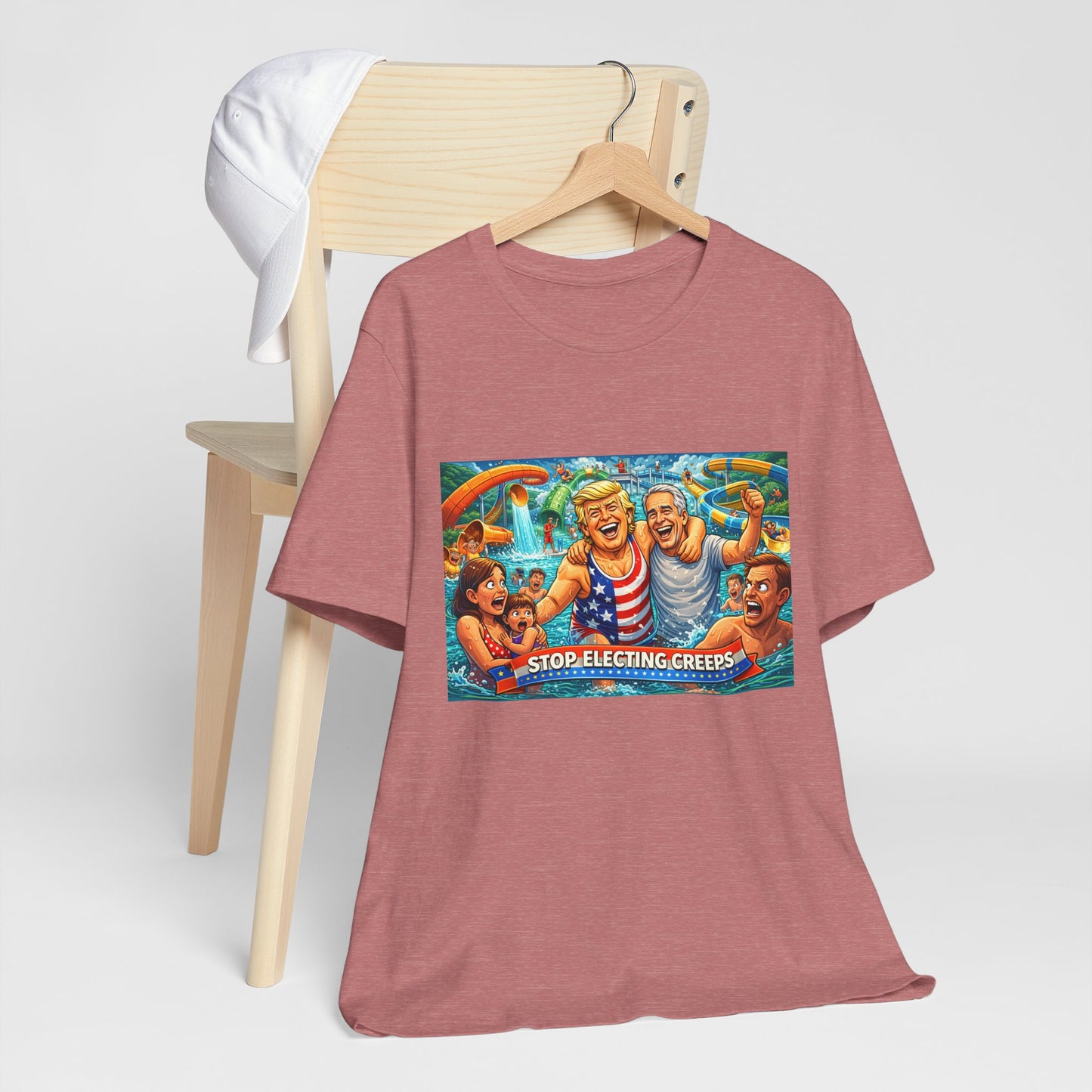 T‑Shirt — "Stop Fleecing Creeps" Beach Party Graphic Tee