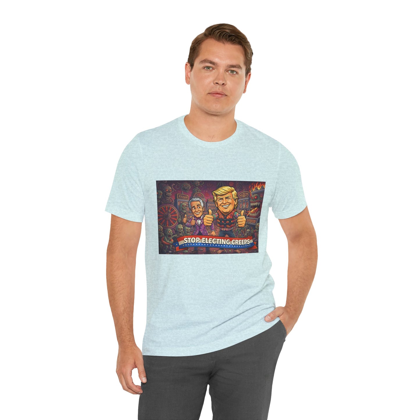 Political Satire Tee — "Stop Electing Creeps" Graphic Shirt