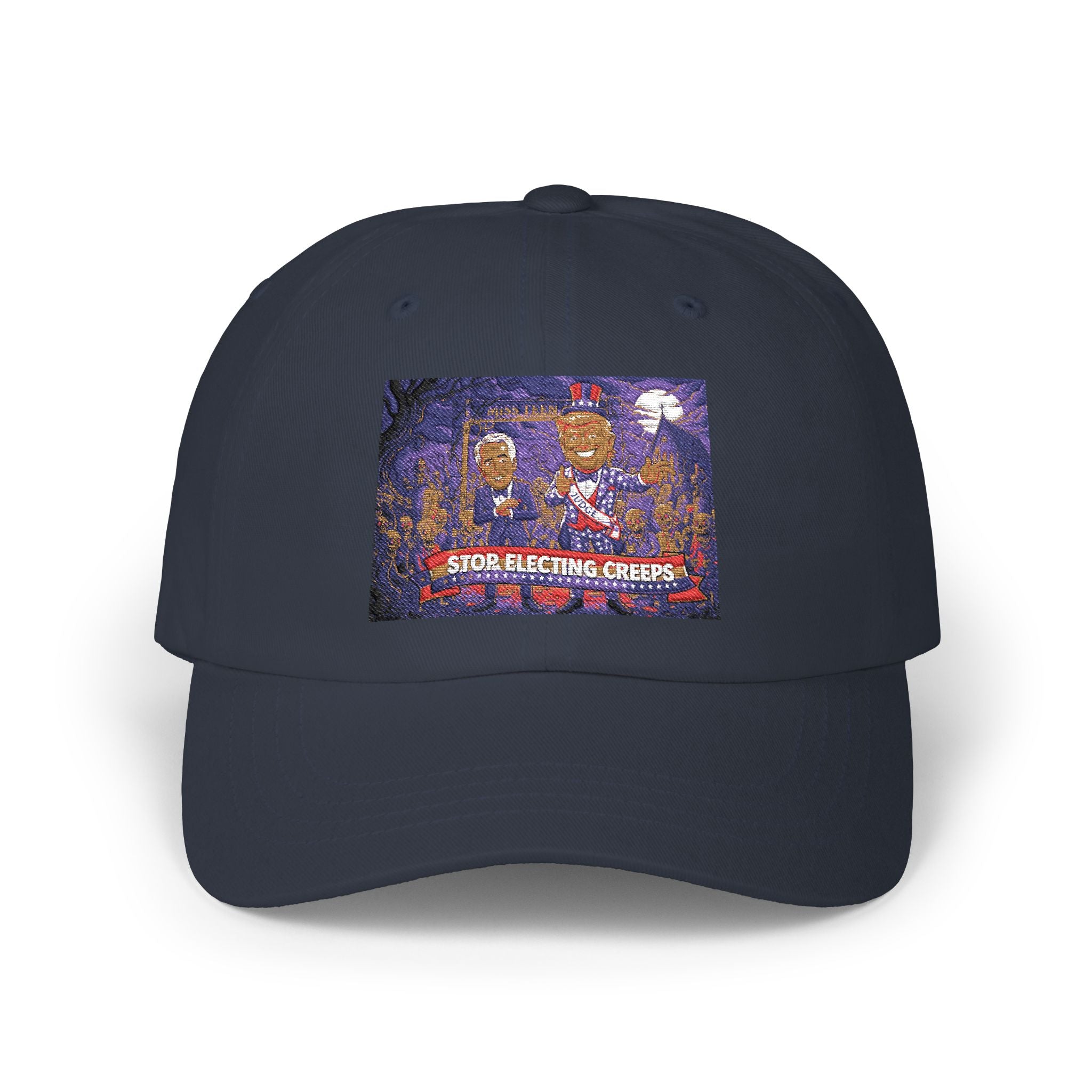 Classic Dad Cap — Retro Cartoon 'Stop Electing Creeps' Embroidered Baseball Hat