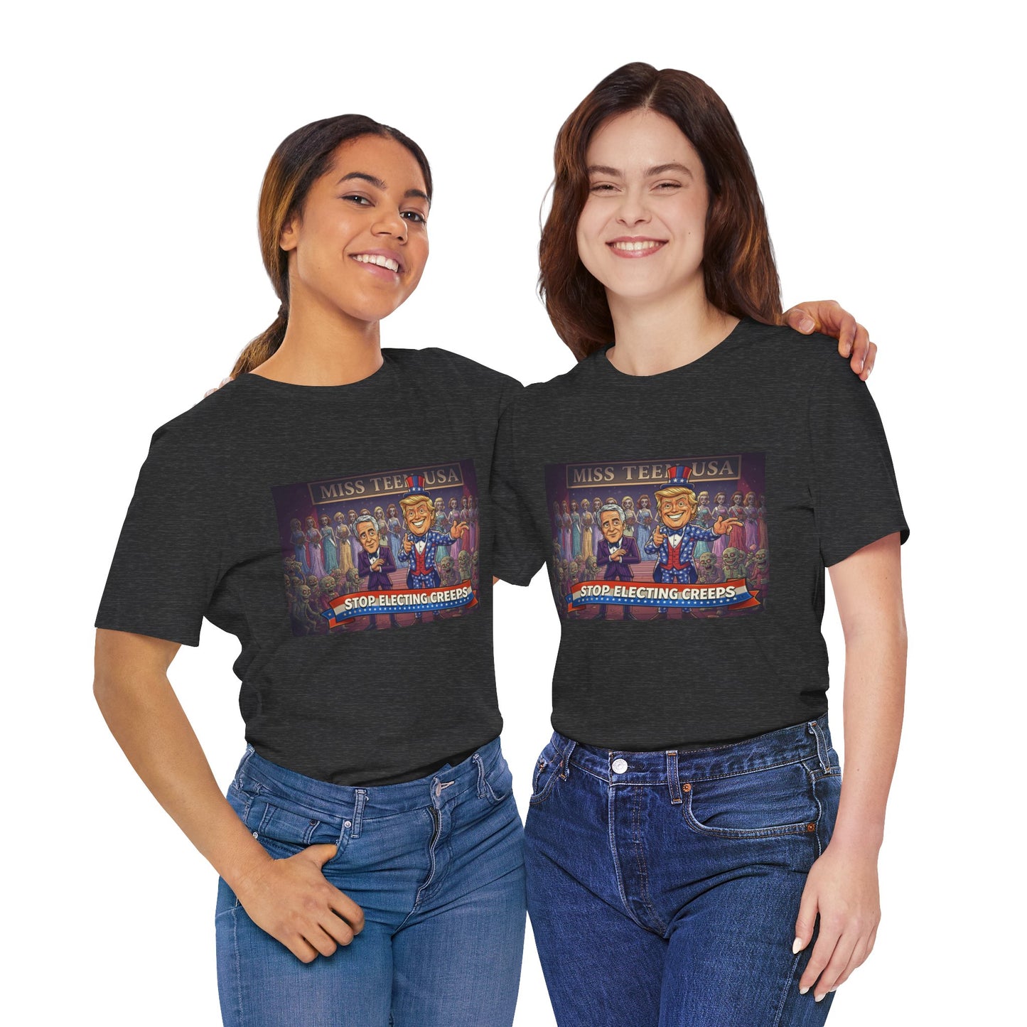 Political Satire Tee – "Stop Electing Creeps" Graphic Shirt