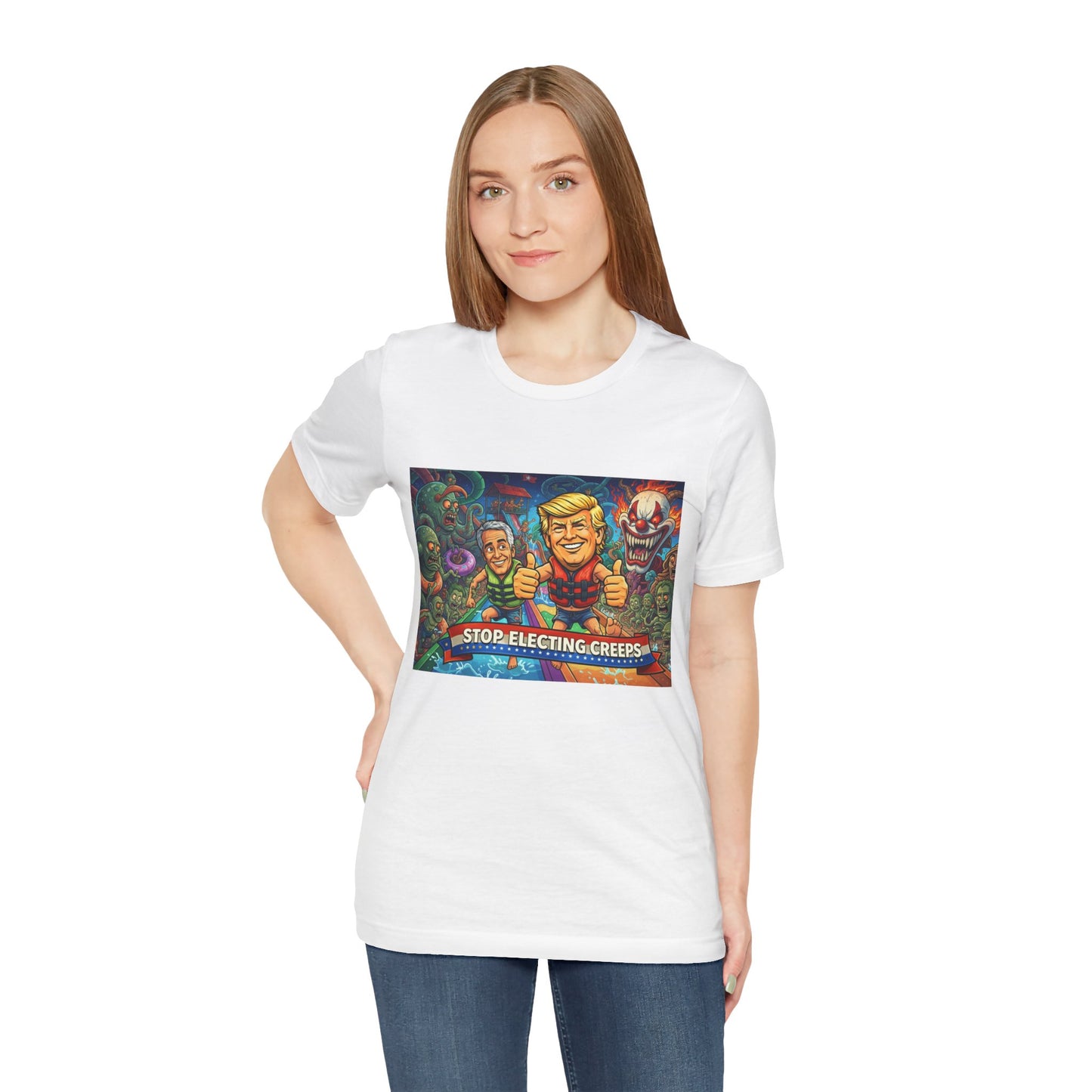Political Graphic Tee — "Stop Electing Creeps" Bold Protest T‑Shirt