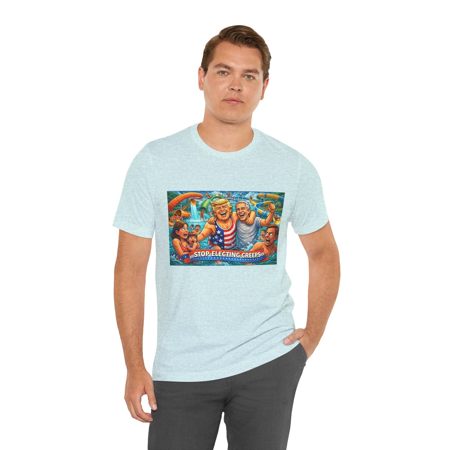 T‑Shirt — "Stop Fleecing Creeps" Beach Party Graphic Tee