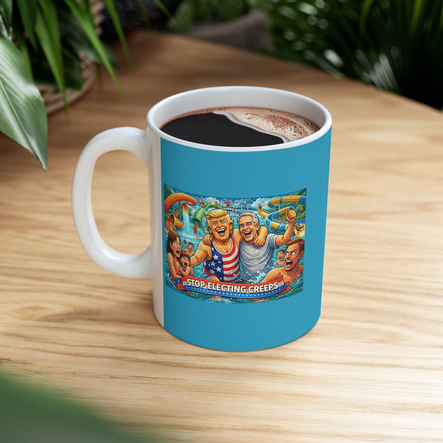 Beach Day Ceramic Mug — Retro Surfing Cartoon Design (11oz & 15oz)