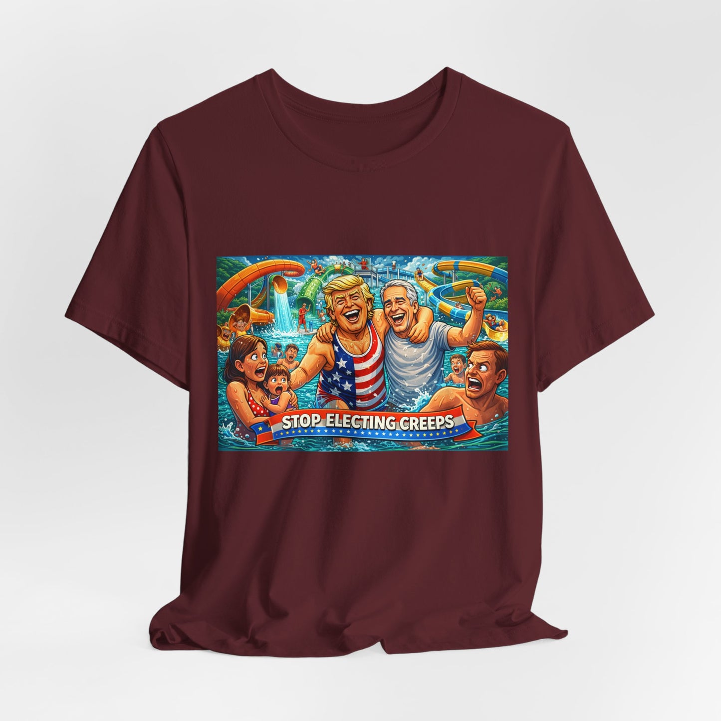 T‑Shirt — "Stop Fleecing Creeps" Beach Party Graphic Tee
