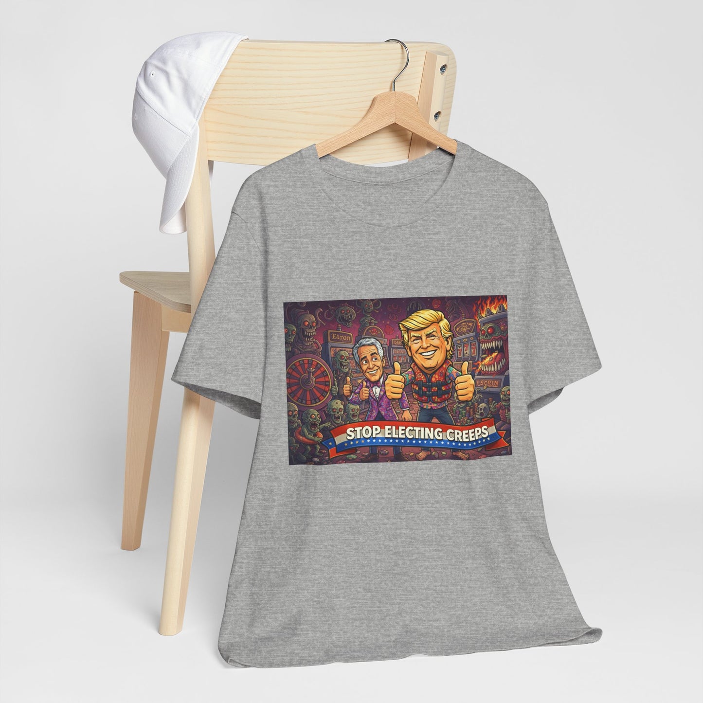 Political Satire Tee — "Stop Electing Creeps" Graphic Shirt