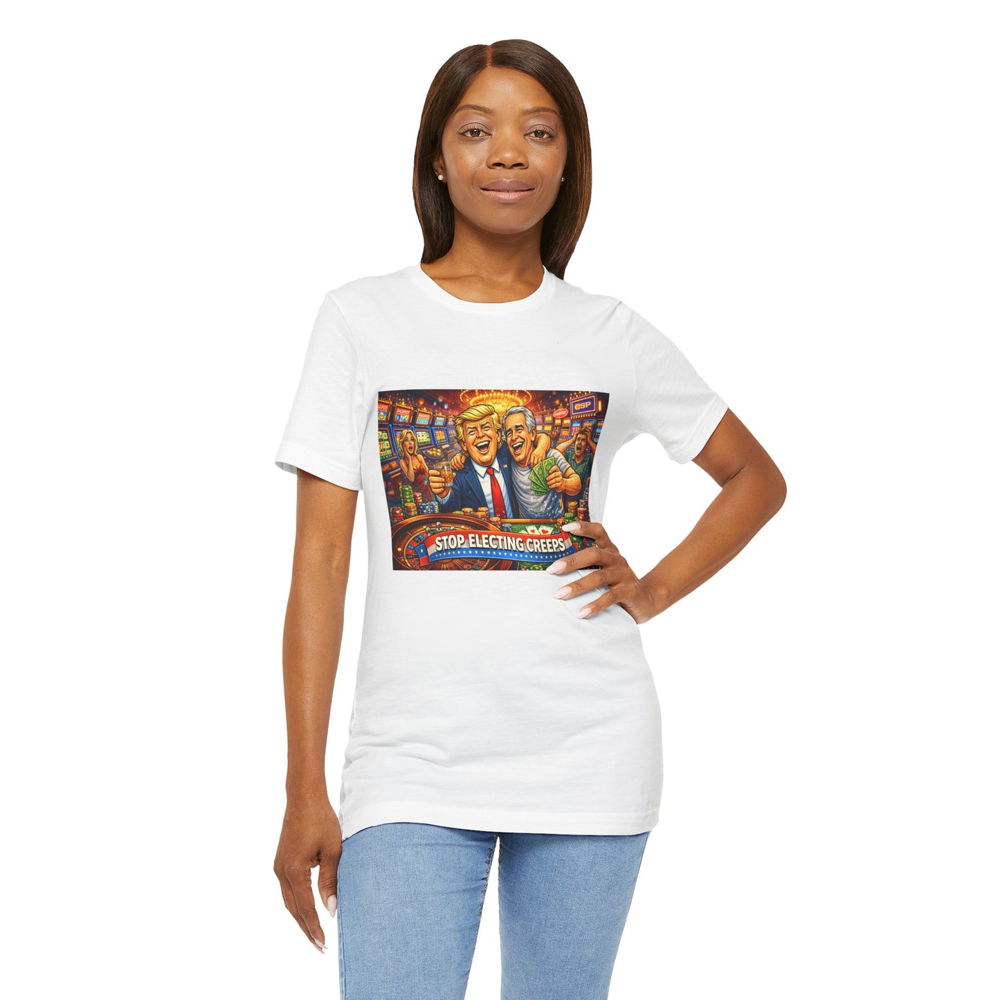 Stop Electing Creeps Graphic Tee — Political Satire T‑Shirt