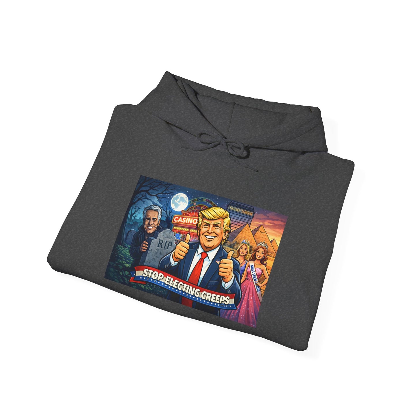 Political Hoodie — 'Make America Grateful' Cartoon Trump & Supporters Graphic Hoodie