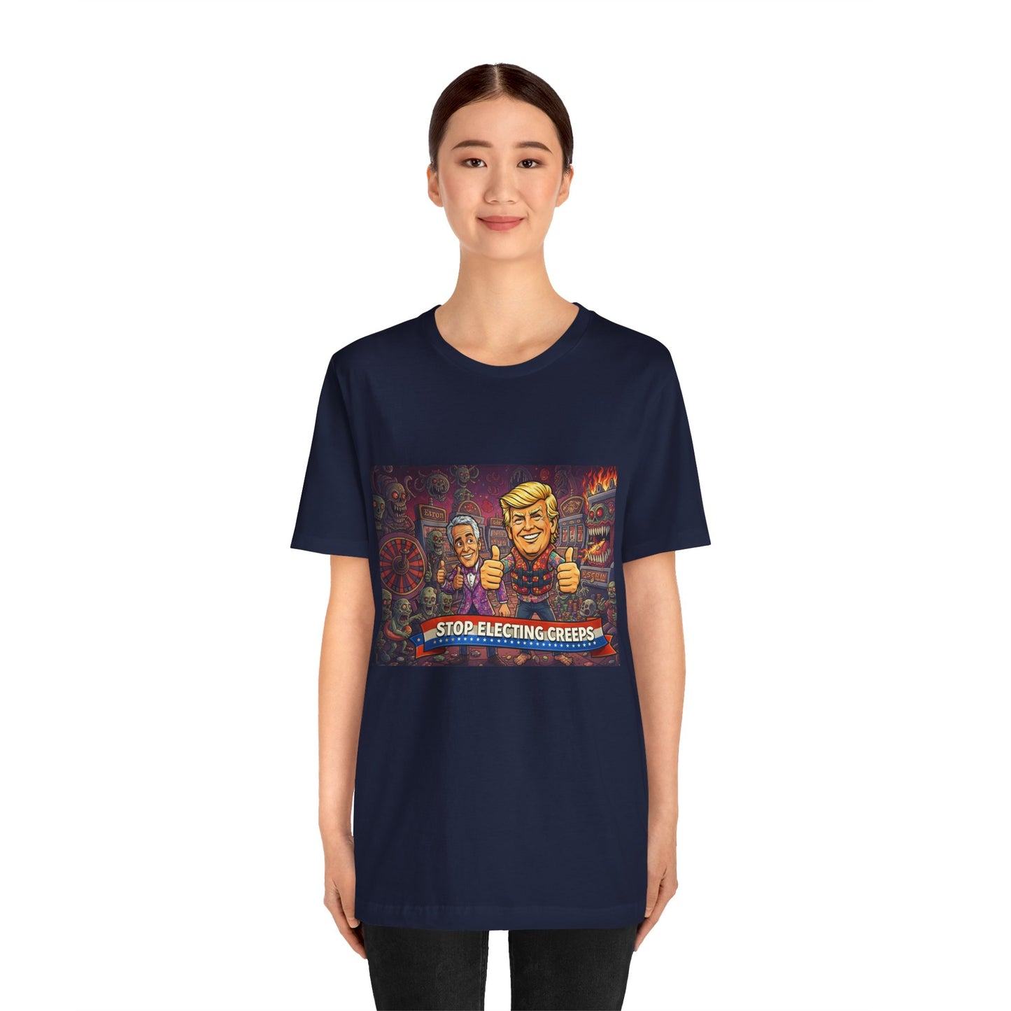 Political Satire Tee — "Stop Electing Creeps" Graphic Shirt