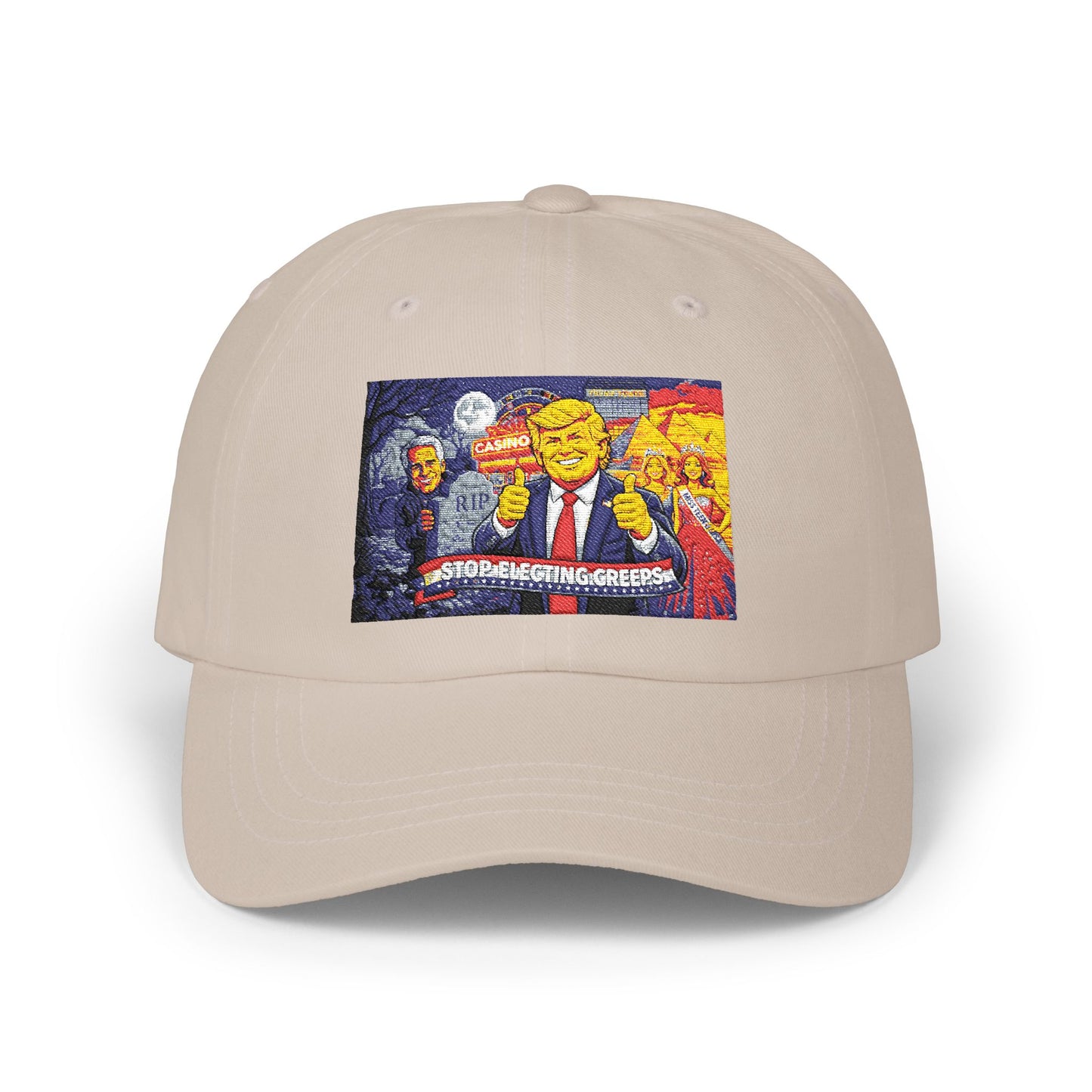 Dad Cap with Pixel Art Political Leader Design