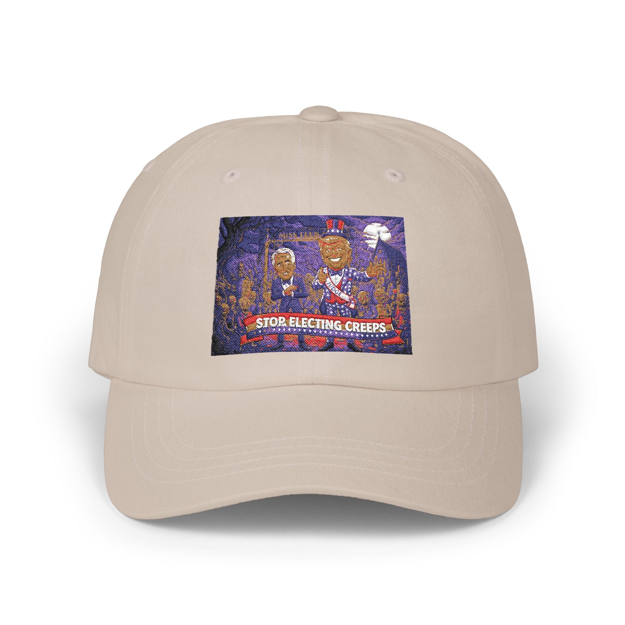 Classic Dad Cap — Retro Cartoon 'Stop Electing Creeps' Embroidered Baseball Hat