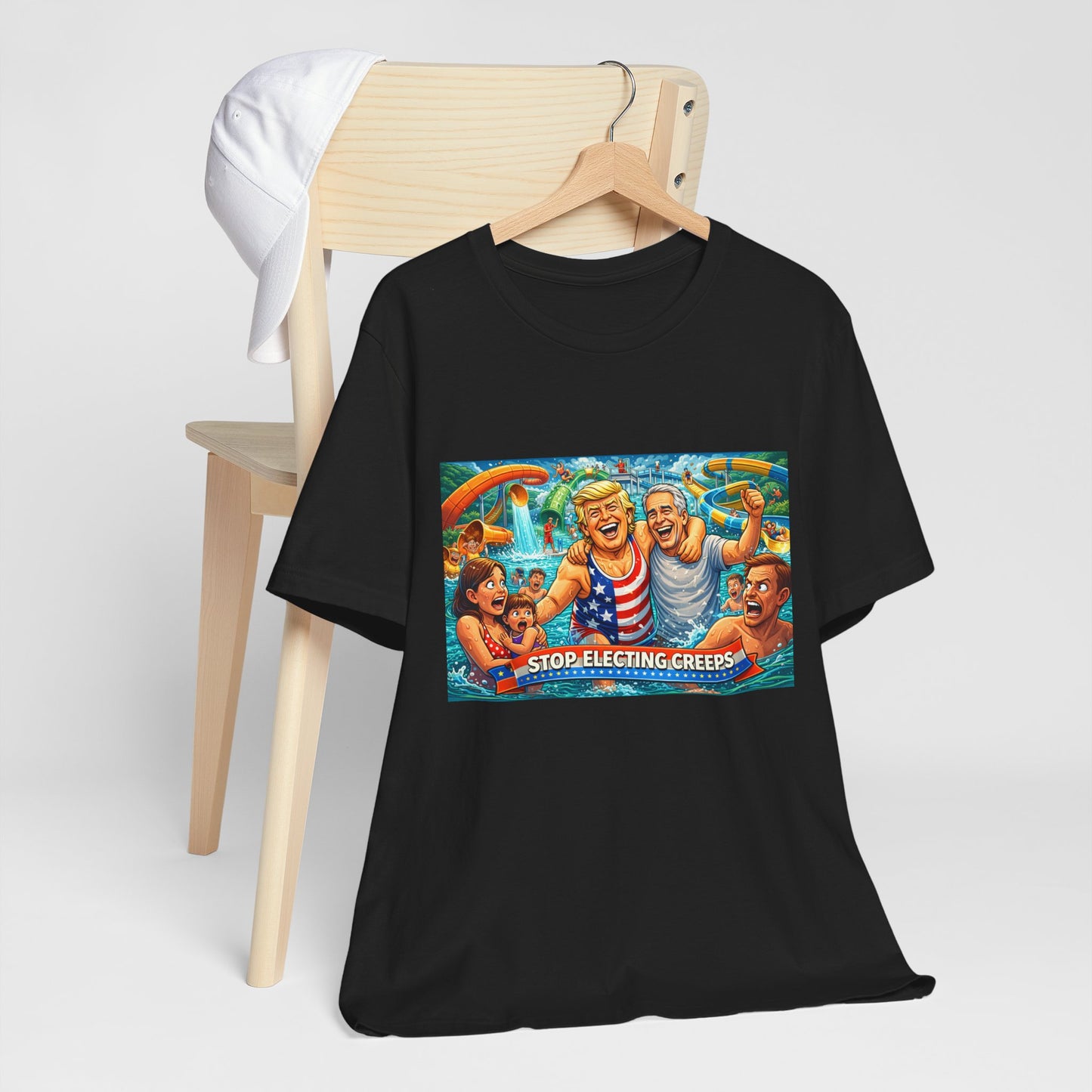 T‑Shirt — "Stop Fleecing Creeps" Beach Party Graphic Tee