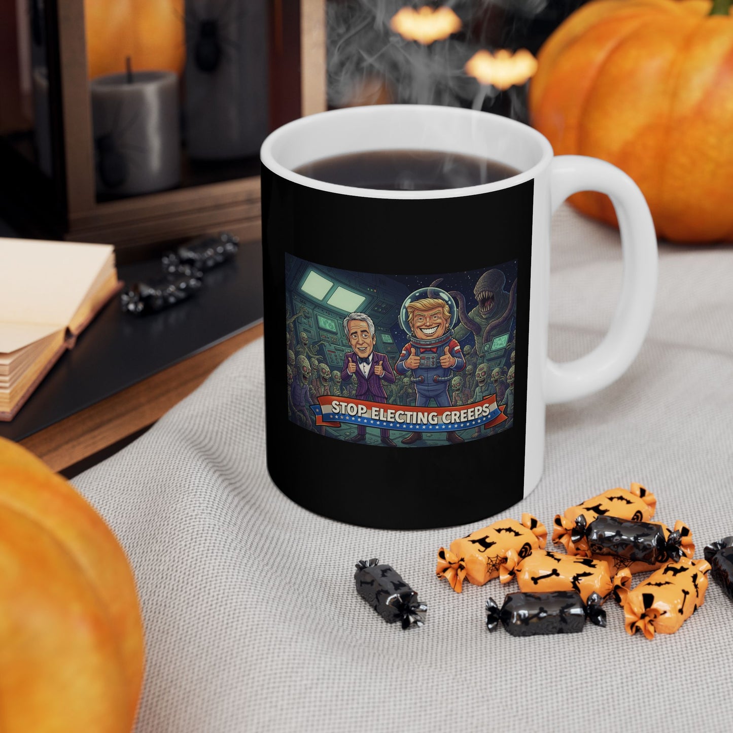 Coffee Mug - Retro Arcade Skeletons Gaming Scene (11oz/15oz)