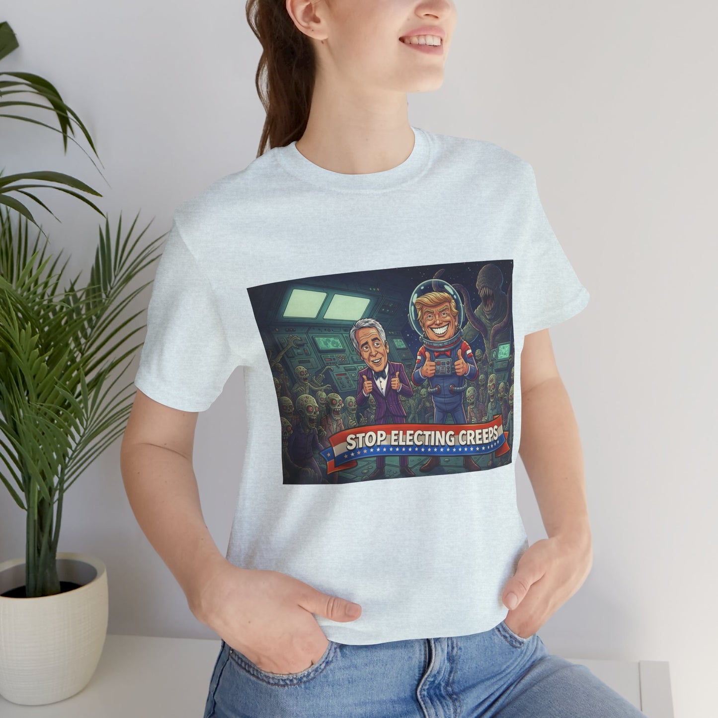 Political Satire Tee — “Stop Electing Creeps” Graphic Shirt