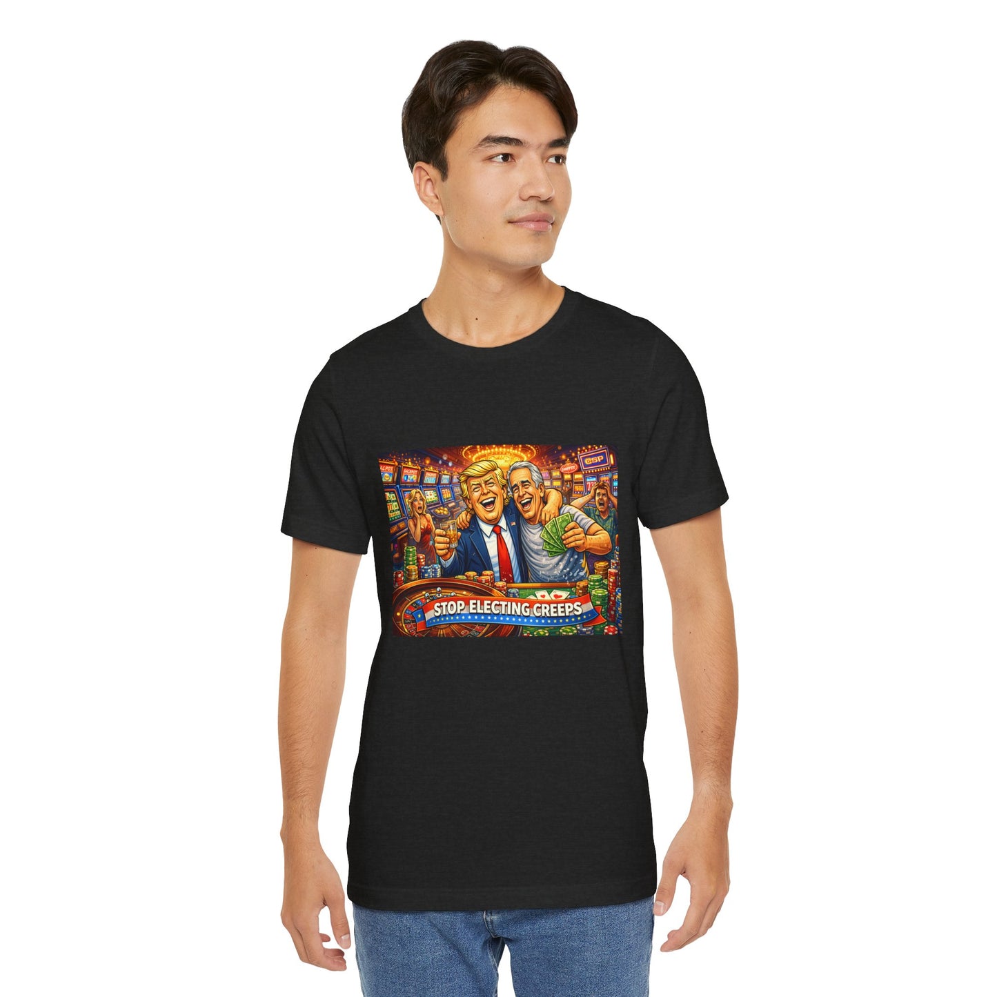 Stop Electing Creeps Graphic Tee — Political Satire T‑Shirt