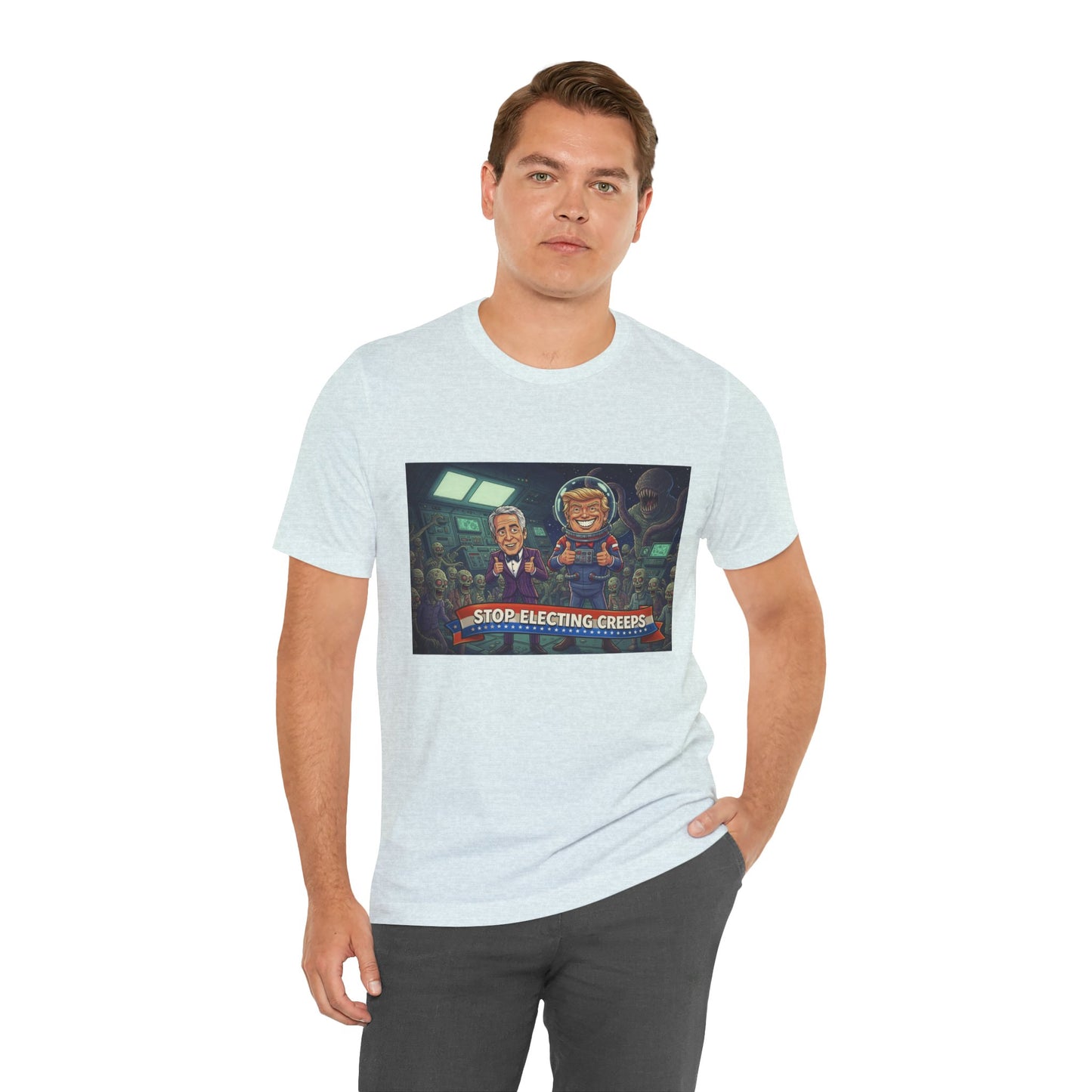Political Satire Tee — “Stop Electing Creeps” Graphic Shirt