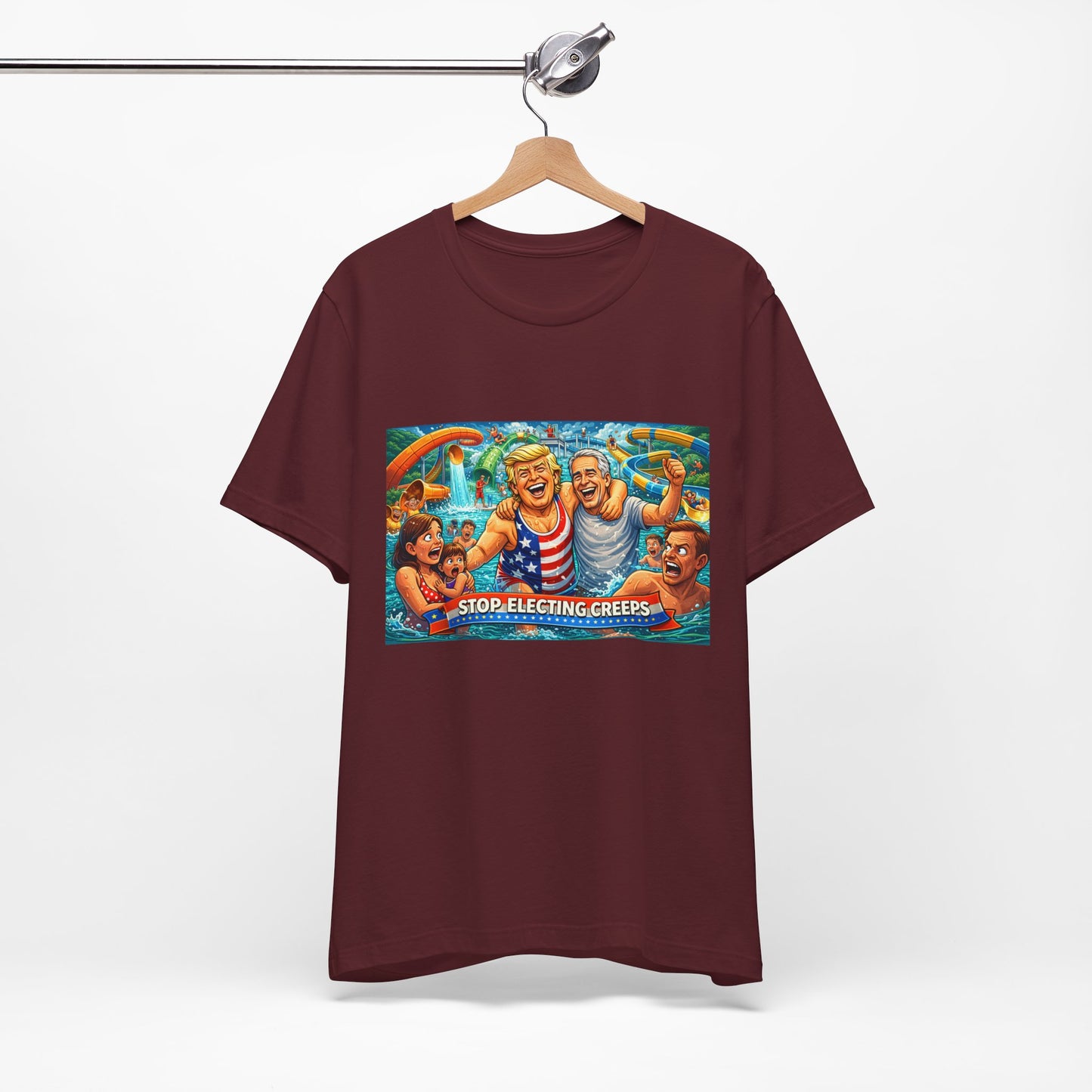 T‑Shirt — "Stop Fleecing Creeps" Beach Party Graphic Tee