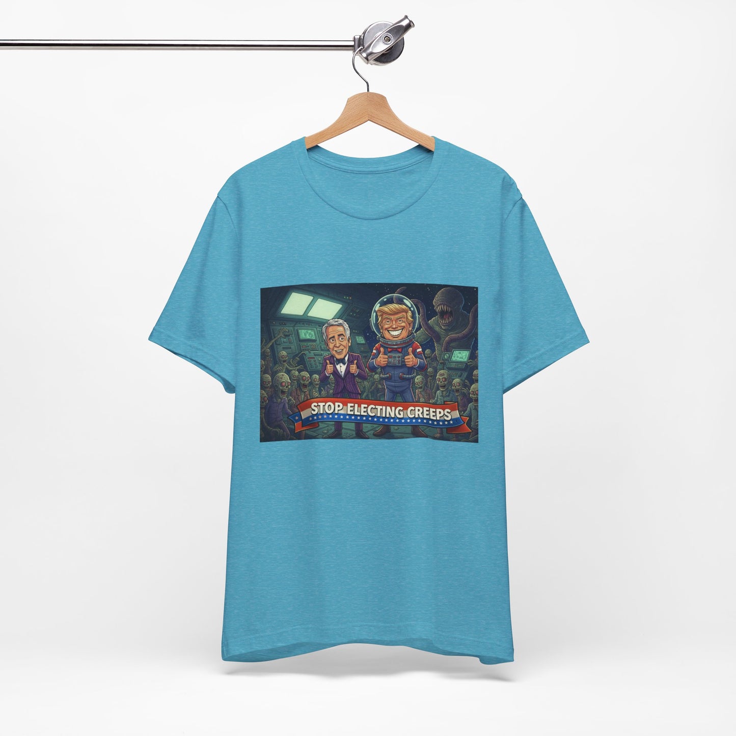 Political Satire Tee — “Stop Electing Creeps” Graphic Shirt