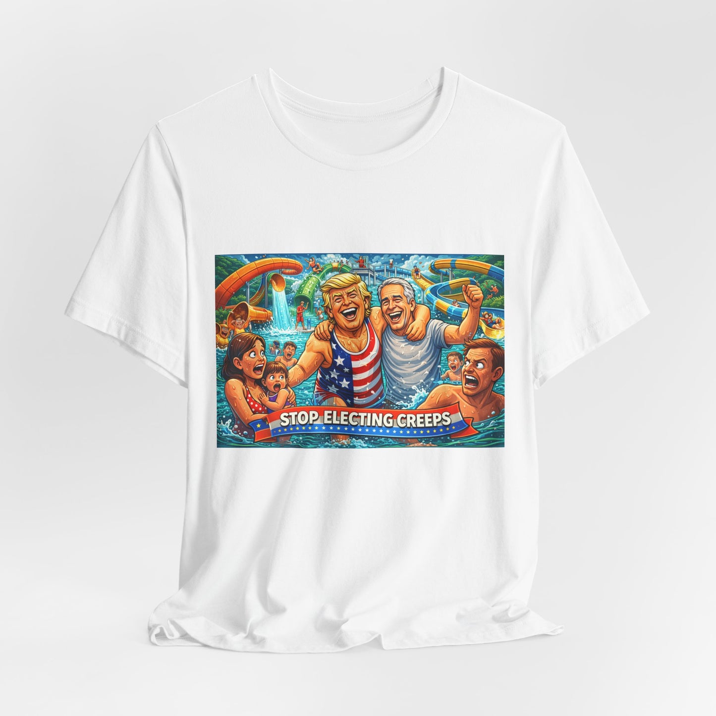 T‑Shirt — "Stop Fleecing Creeps" Beach Party Graphic Tee