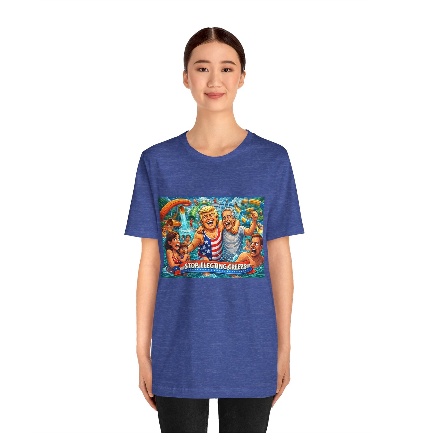 T‑Shirt — "Stop Fleecing Creeps" Beach Party Graphic Tee