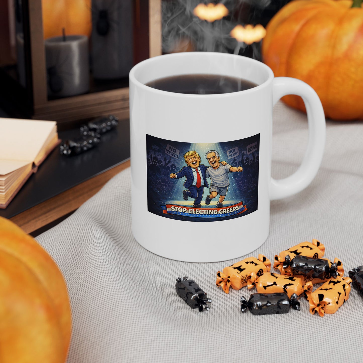 Ceramic Mug — Retro Neon Motorcycle Nightscape Coffee Cup (11oz, 15oz)