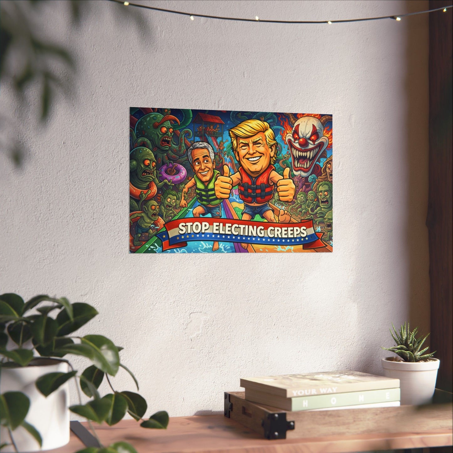 Political Satire Poster — "Stop Electing Creeps" Matte Horizontal Poster