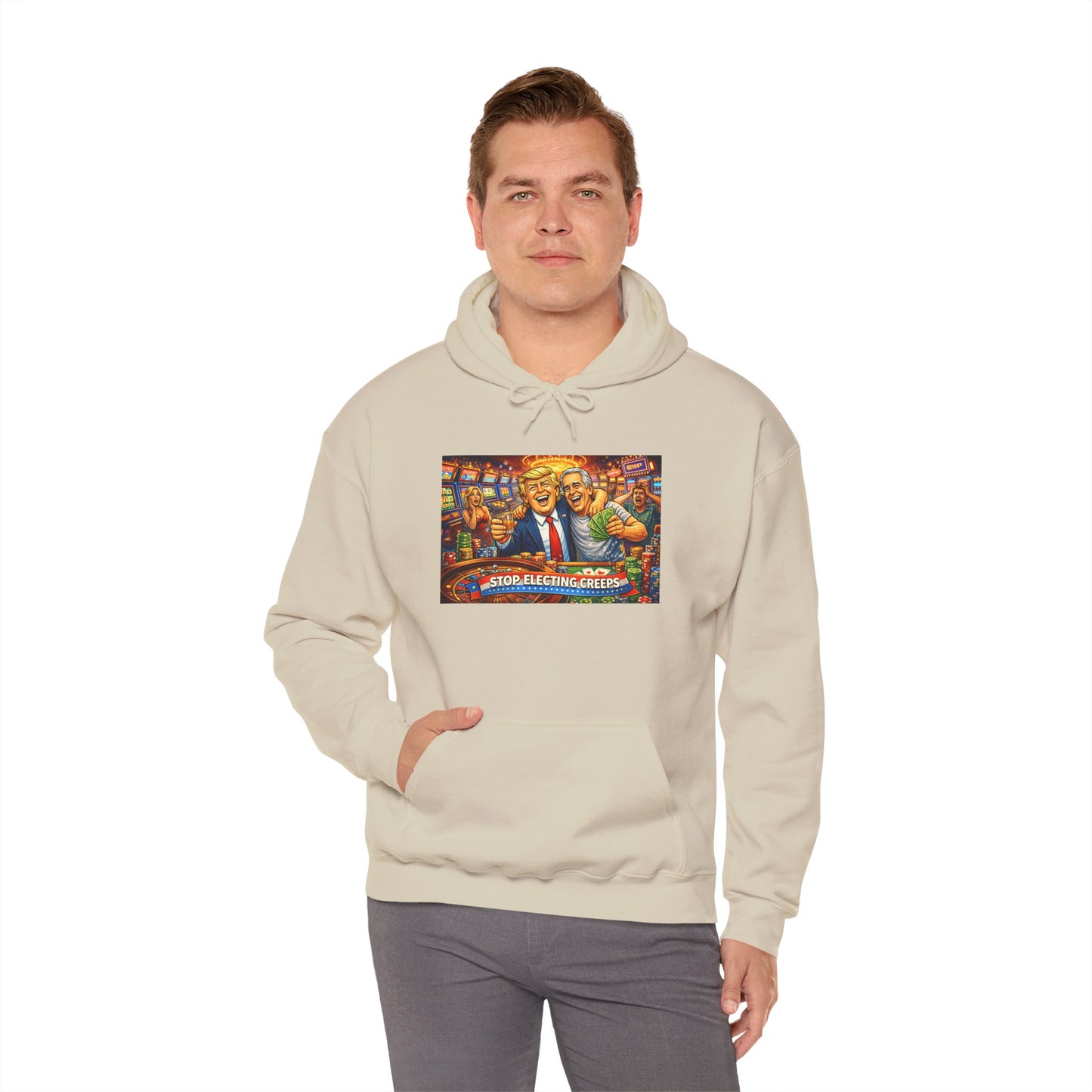 Political Parody Hoodie — 'Stop Blanching Beer' Colorful Satire Design