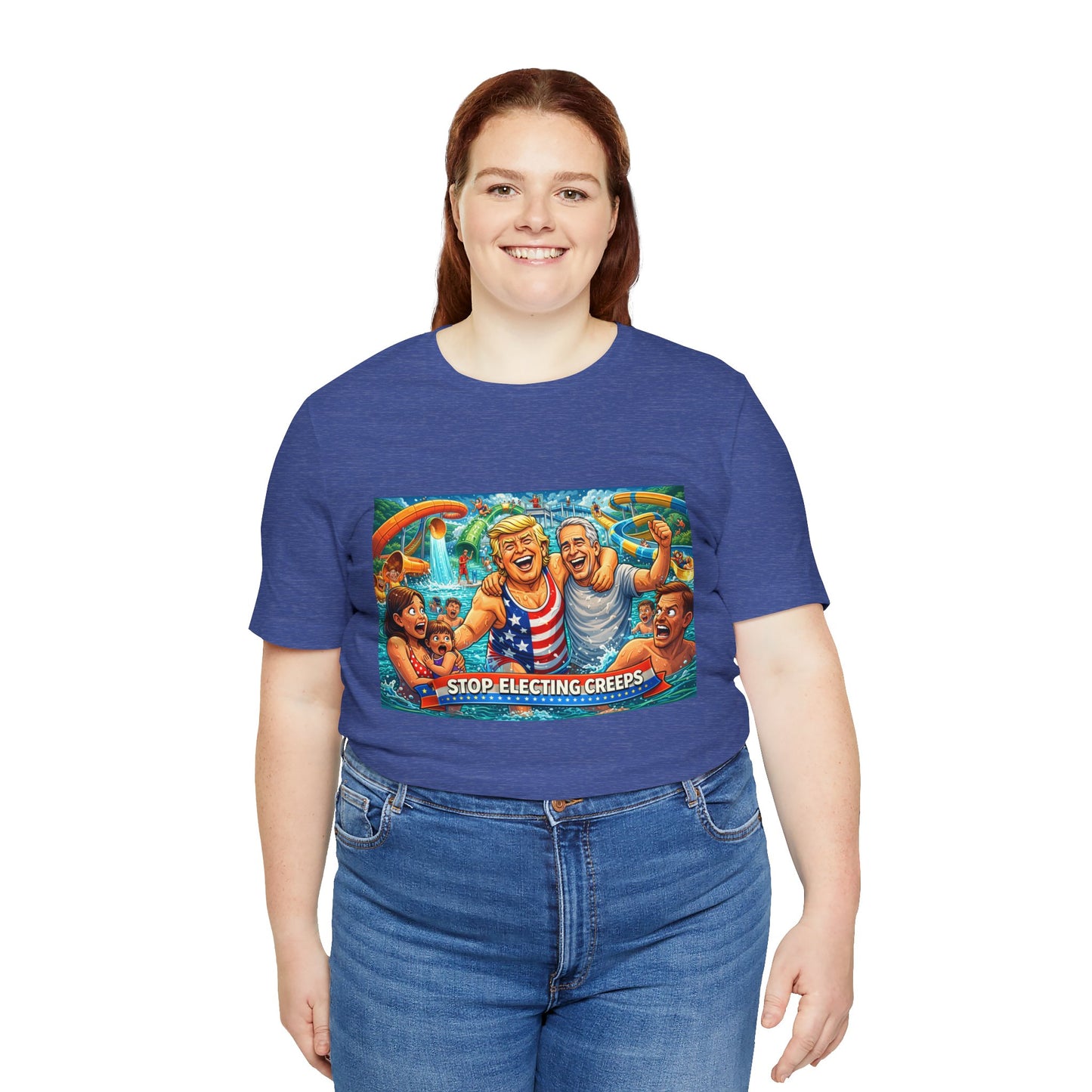 T‑Shirt — "Stop Fleecing Creeps" Beach Party Graphic Tee