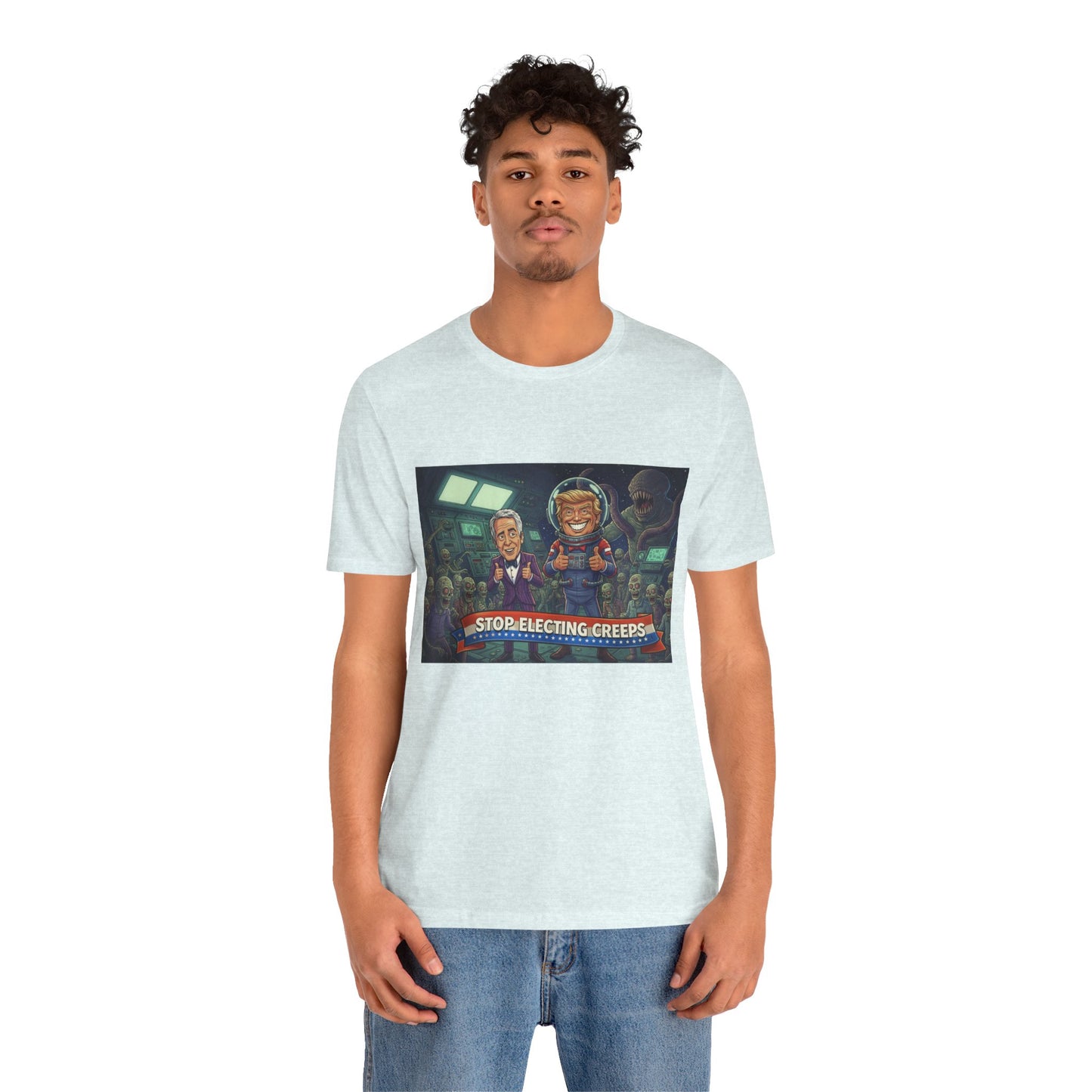 Political Satire Tee — “Stop Electing Creeps” Graphic Shirt
