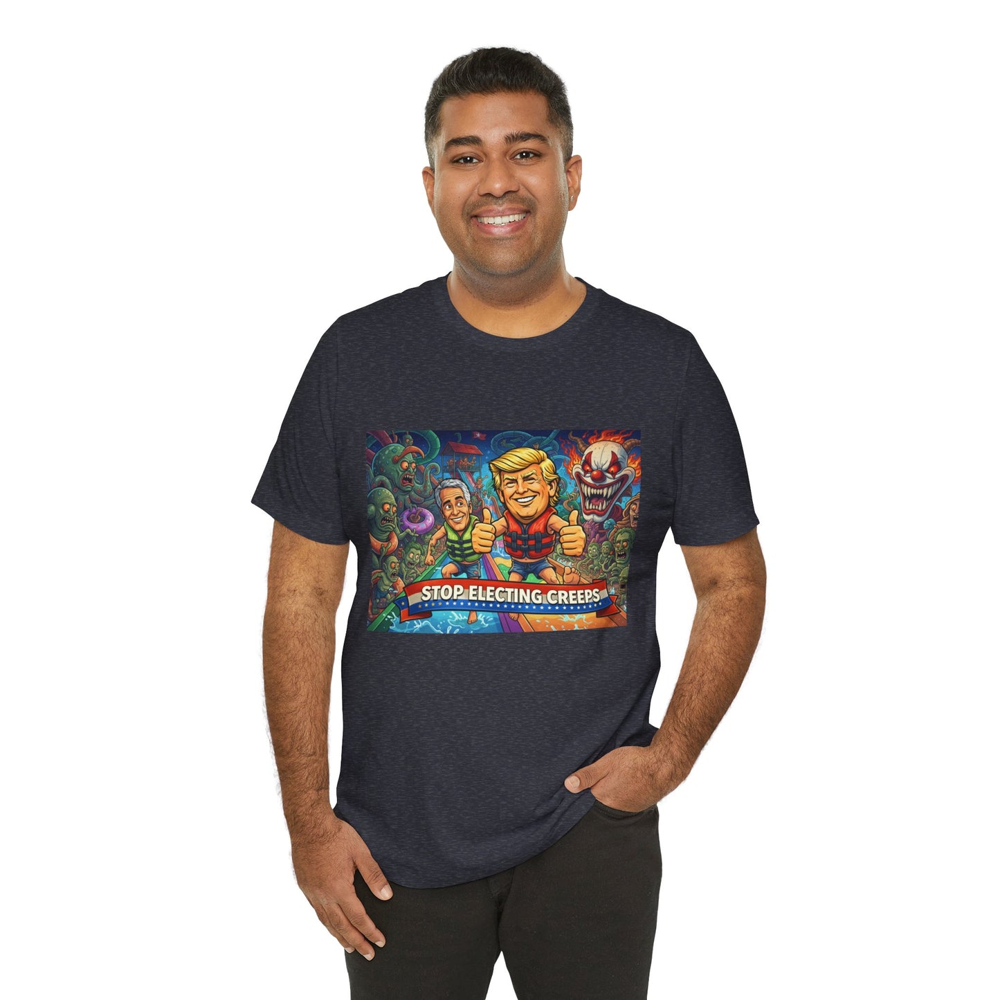 Political Graphic Tee — "Stop Electing Creeps" Bold Protest T‑Shirt