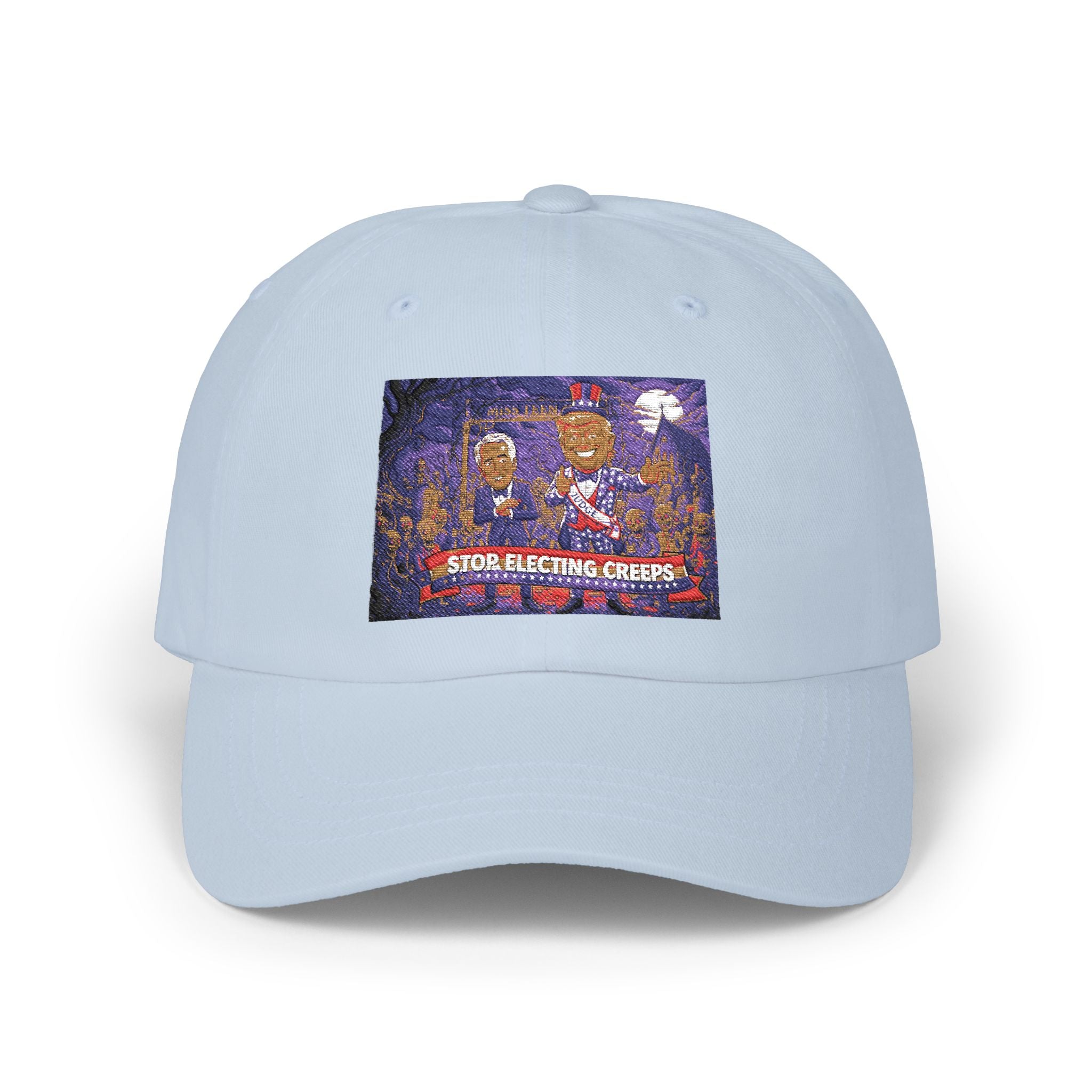 Classic Dad Cap — Retro Cartoon 'Stop Electing Creeps' Embroidered Baseball Hat